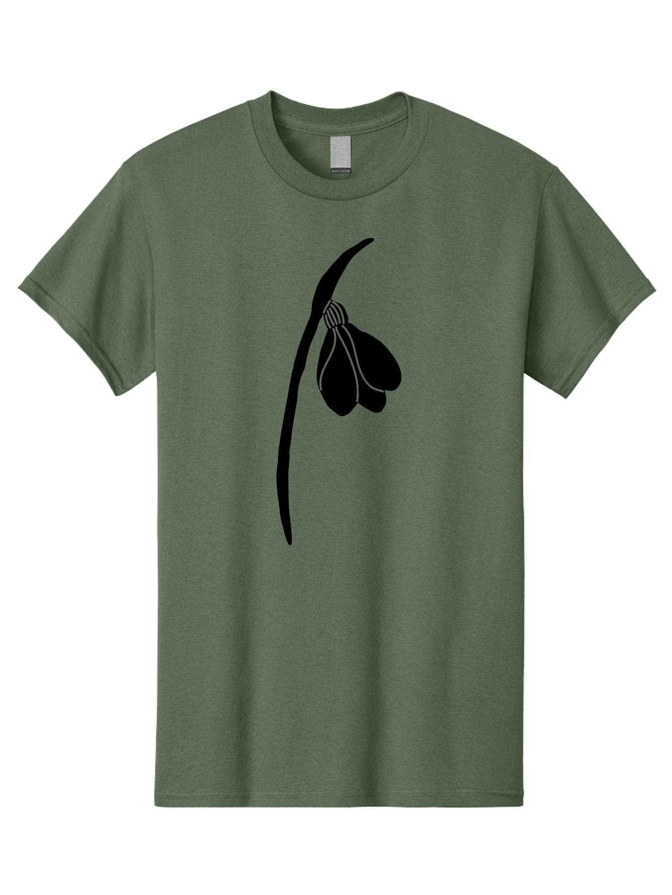Snowdrop-Silhouette Men'S Graphic Tee, 100% Cotton, Comfortable Casual Summer Wear, Machine Washable, Snowdrop Flower, Minimalist Design, Simple Elegance, Black Silhouette, Floral Motif, Delicate Features, Subtle Lines, Flower Illustration Aac237