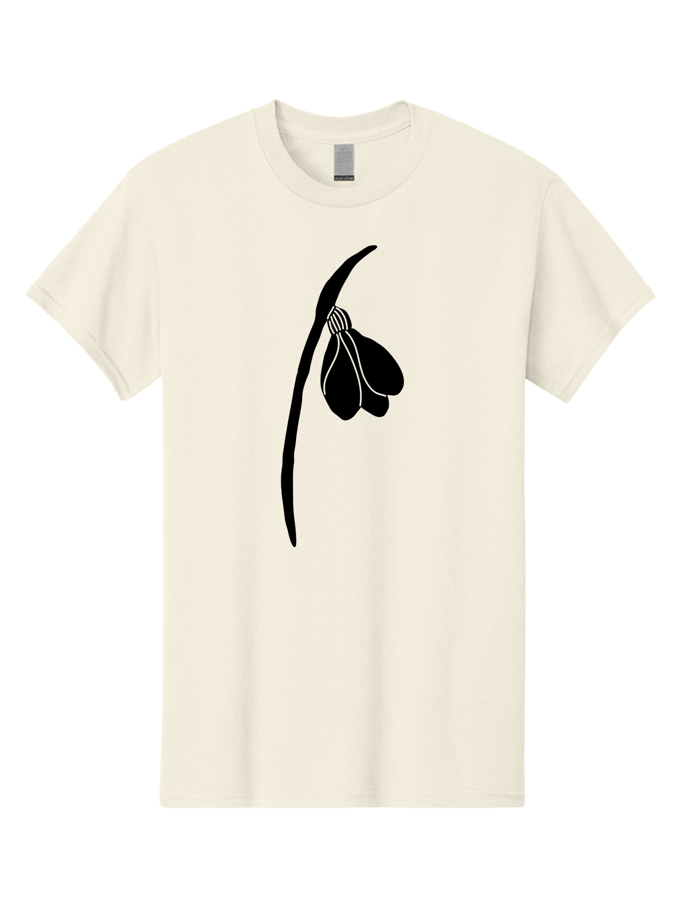 Snowdrop-Silhouette Men'S Graphic Tee, 100% Cotton, Comfortable Casual Summer Wear, Machine Washable, Snowdrop Flower, Minimalist Design, Simple Elegance, Black Silhouette, Floral Motif, Delicate Features, Subtle Lines, Flower Illustration Aac237