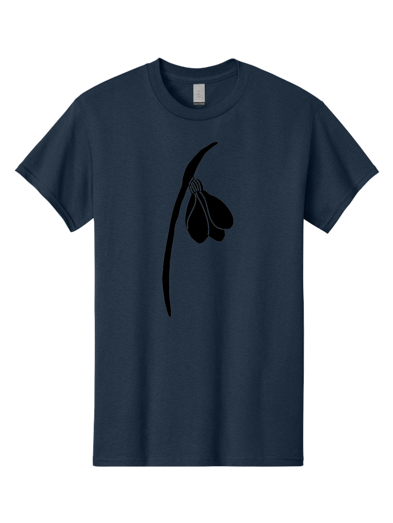 Snowdrop-Silhouette Men'S Graphic Tee, 100% Cotton, Comfortable Casual Summer Wear, Machine Washable, Snowdrop Flower, Minimalist Design, Simple Elegance, Black Silhouette, Floral Motif, Delicate Features, Subtle Lines, Flower Illustration Aac237