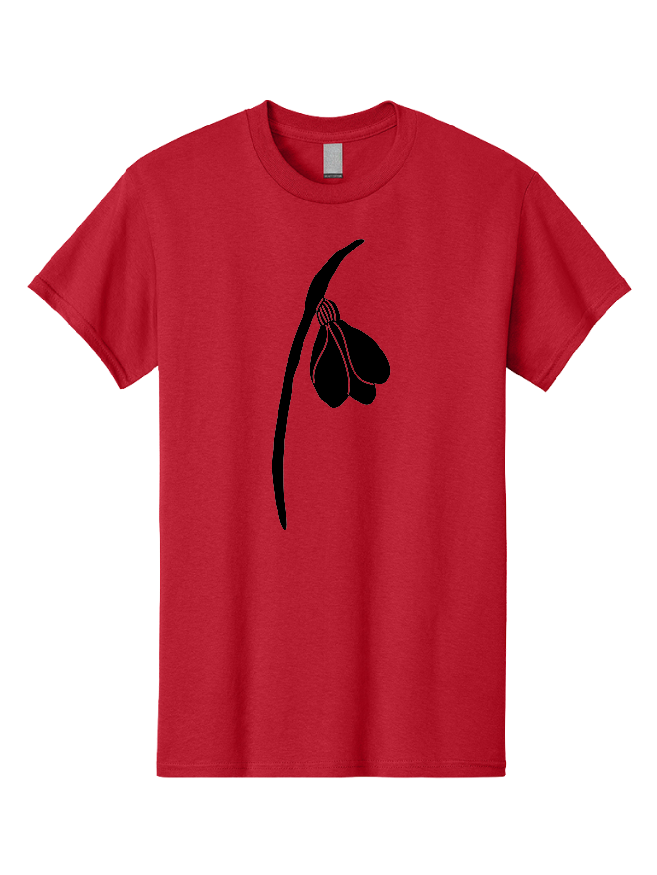 Snowdrop-Silhouette Men'S Graphic Tee, 100% Cotton, Comfortable Casual Summer Wear, Machine Washable, Snowdrop Flower, Minimalist Design, Simple Elegance, Black Silhouette, Floral Motif, Delicate Features, Subtle Lines, Flower Illustration Aac237