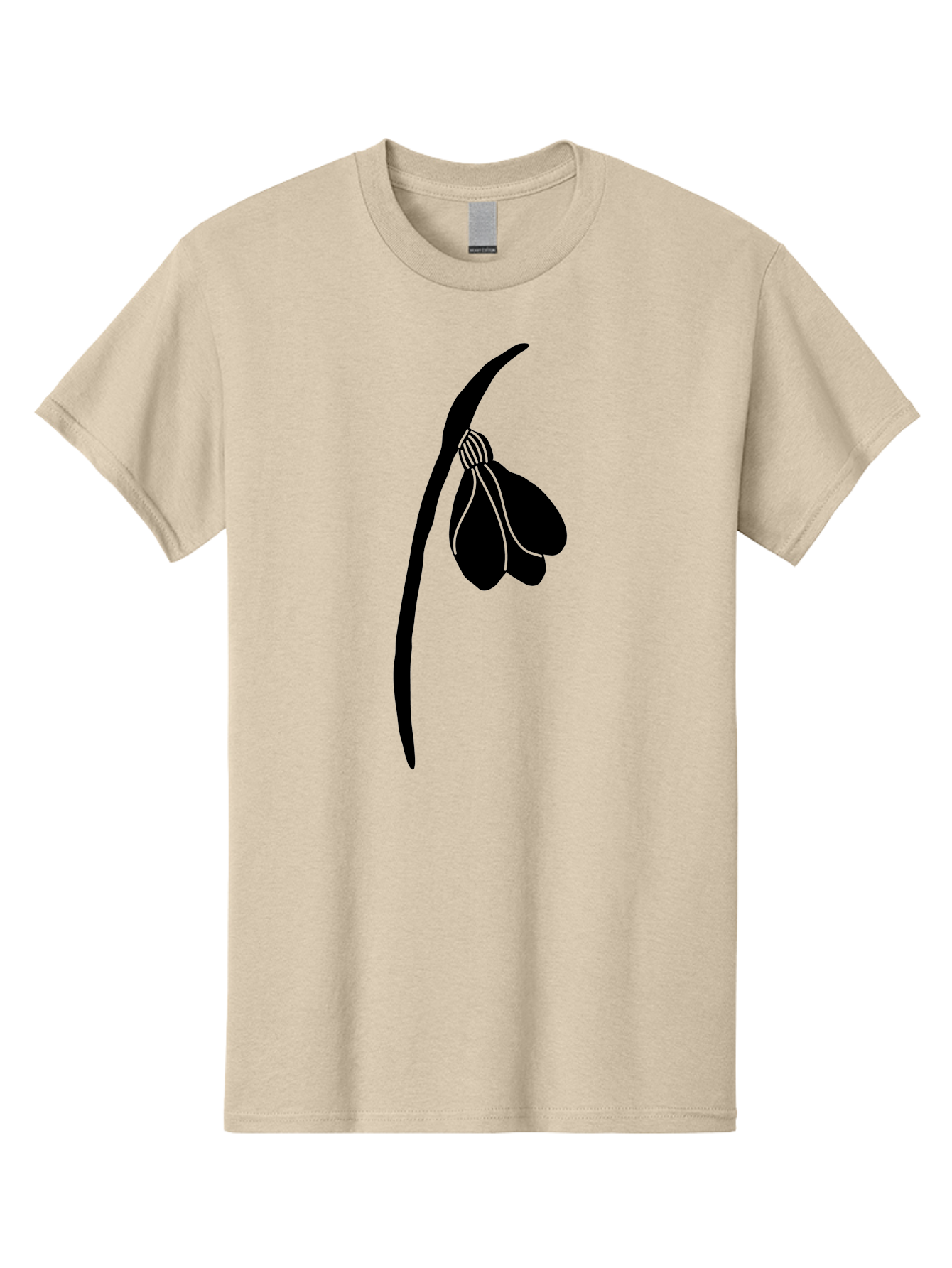 Snowdrop-Silhouette Men'S Graphic Tee, 100% Cotton, Comfortable Casual Summer Wear, Machine Washable, Snowdrop Flower, Minimalist Design, Simple Elegance, Black Silhouette, Floral Motif, Delicate Features, Subtle Lines, Flower Illustration Aac237
