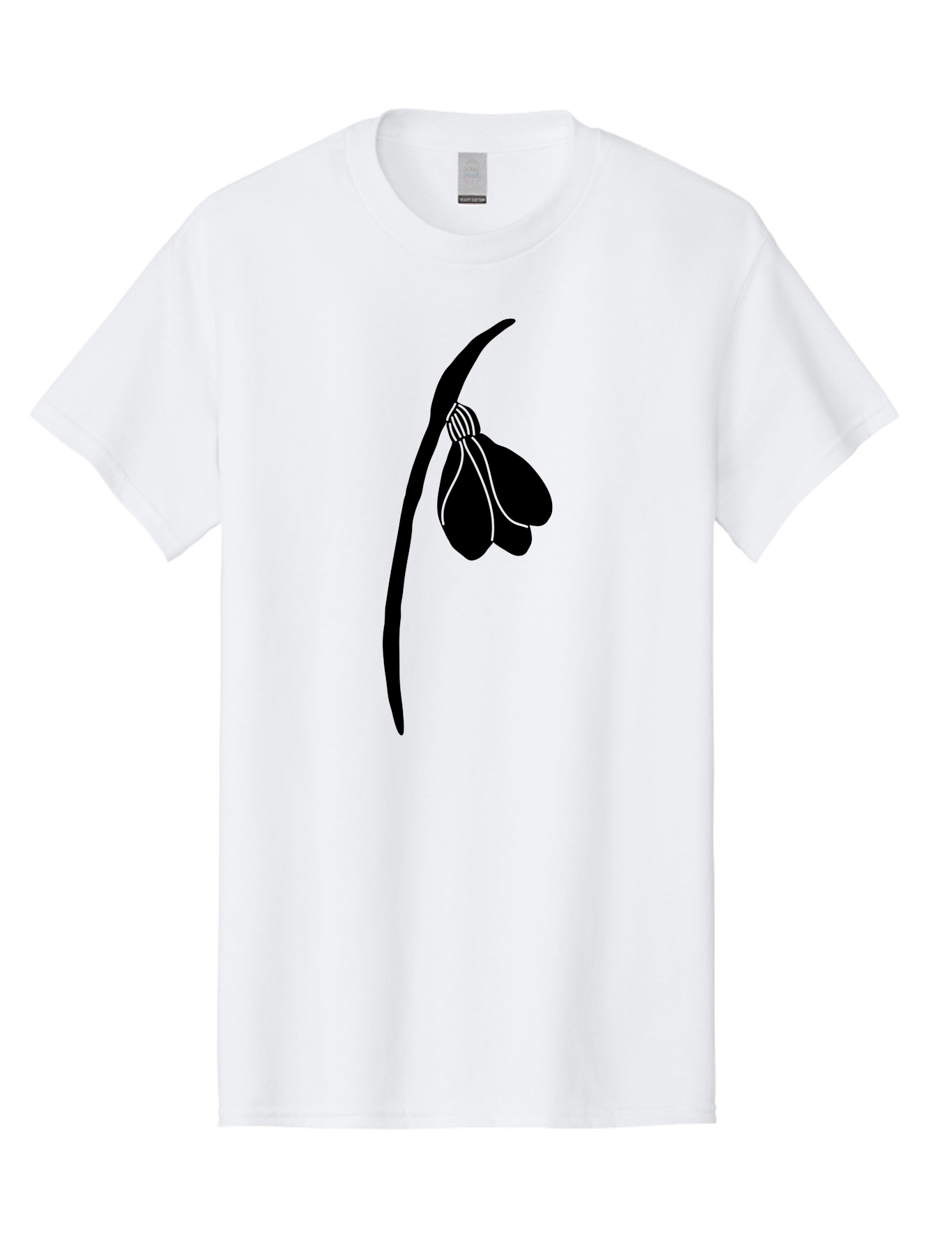 Snowdrop-Silhouette Men'S Graphic Tee, 100% Cotton, Comfortable Casual Summer Wear, Machine Washable, Snowdrop Flower, Minimalist Design, Simple Elegance, Black Silhouette, Floral Motif, Delicate Features, Subtle Lines, Flower Illustration Aac237