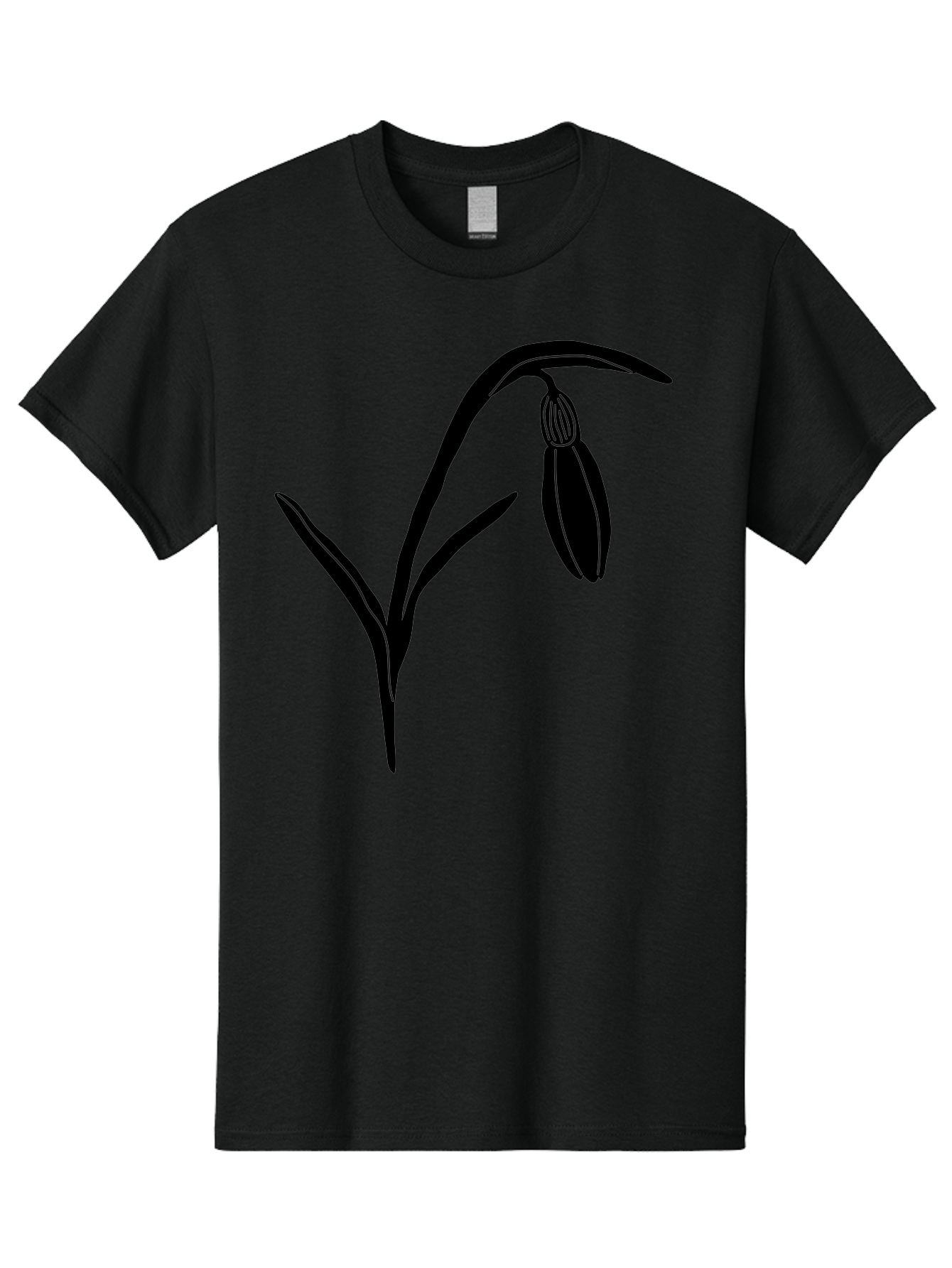 Snowdrop Men'S Graphic Tee, 100% Cotton, Comfortable Casual Summer Wear, Machine Washable, Snowdrop Flower, Minimalist Design, Simple Graphics, Black Silhouette, Floral Illustration, Spring Flowers, Botanical Art, Elegant Lines Aac238
