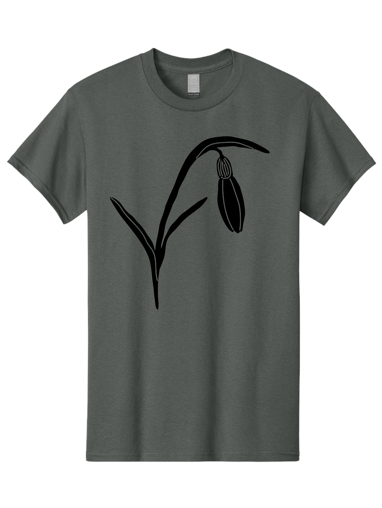 Snowdrop Men'S Graphic Tee, 100% Cotton, Comfortable Casual Summer Wear, Machine Washable, Snowdrop Flower, Minimalist Design, Simple Graphics, Black Silhouette, Floral Illustration, Spring Flowers, Botanical Art, Elegant Lines Aac238
