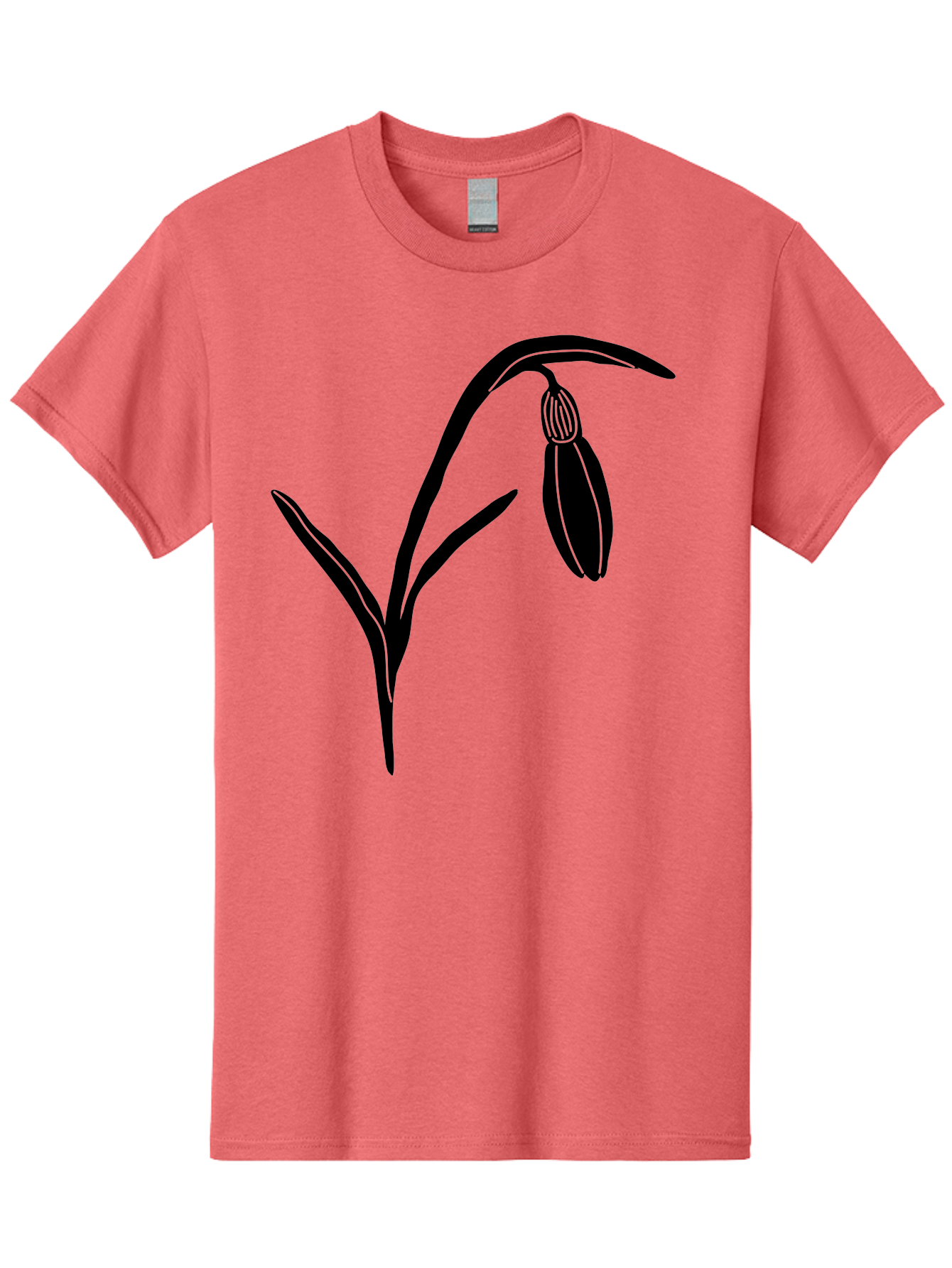 Snowdrop Men'S Graphic Tee, 100% Cotton, Comfortable Casual Summer Wear, Machine Washable, Snowdrop Flower, Minimalist Design, Simple Graphics, Black Silhouette, Floral Illustration, Spring Flowers, Botanical Art, Elegant Lines Aac238
