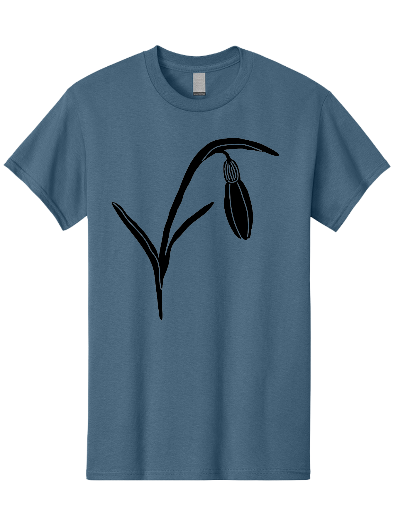 Snowdrop Men'S Graphic Tee, 100% Cotton, Comfortable Casual Summer Wear, Machine Washable, Snowdrop Flower, Minimalist Design, Simple Graphics, Black Silhouette, Floral Illustration, Spring Flowers, Botanical Art, Elegant Lines Aac238