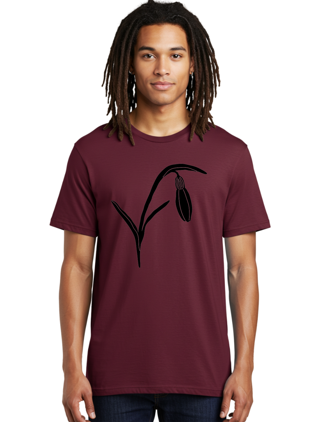 Snowdrop Men'S Graphic Tee, 100% Cotton, Comfortable Casual Summer Wear, Machine Washable, Snowdrop Flower, Minimalist Design, Simple Graphics, Black Silhouette, Floral Illustration, Spring Flowers, Botanical Art, Elegant Lines Aac238