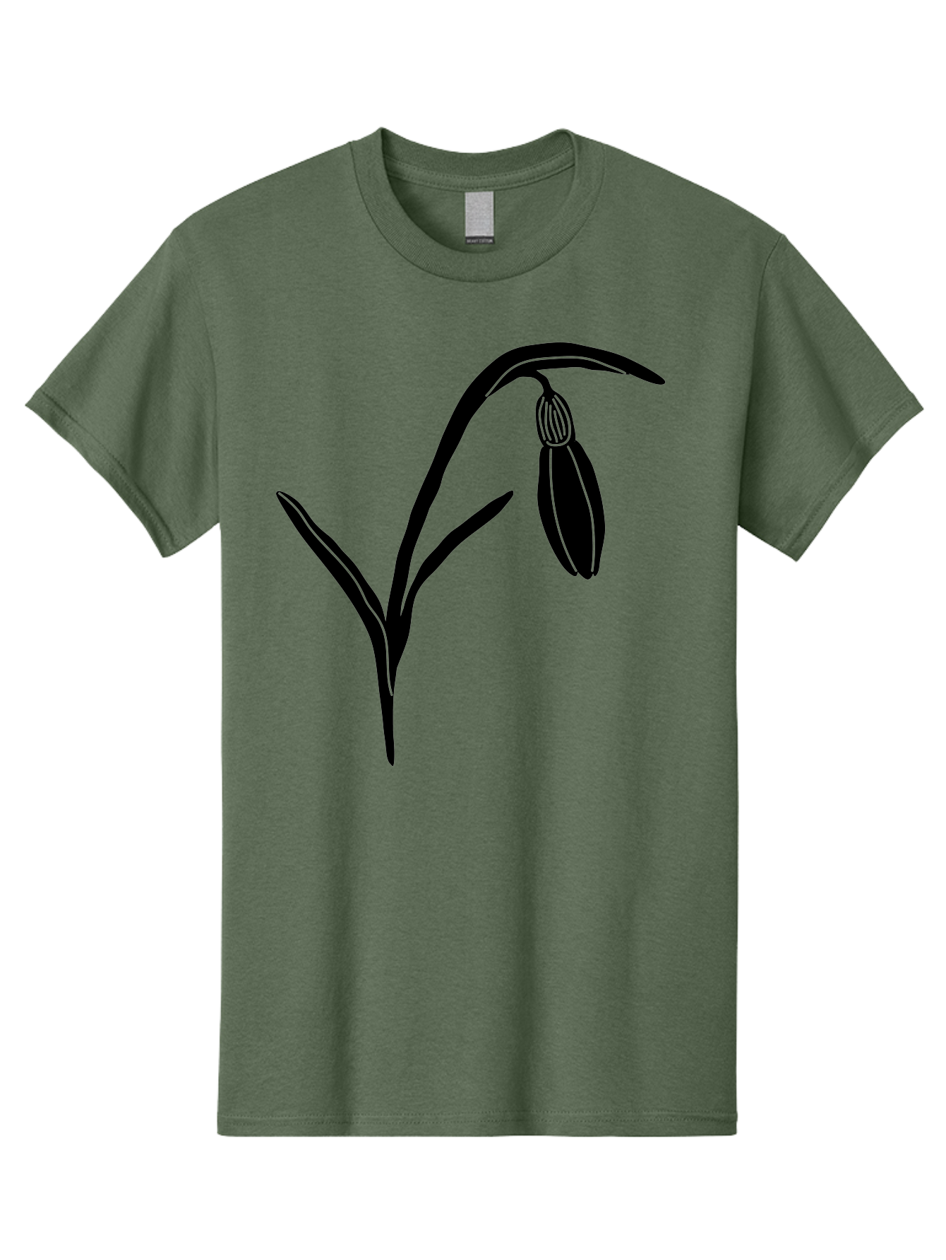 Snowdrop Men'S Graphic Tee, 100% Cotton, Comfortable Casual Summer Wear, Machine Washable, Snowdrop Flower, Minimalist Design, Simple Graphics, Black Silhouette, Floral Illustration, Spring Flowers, Botanical Art, Elegant Lines Aac238