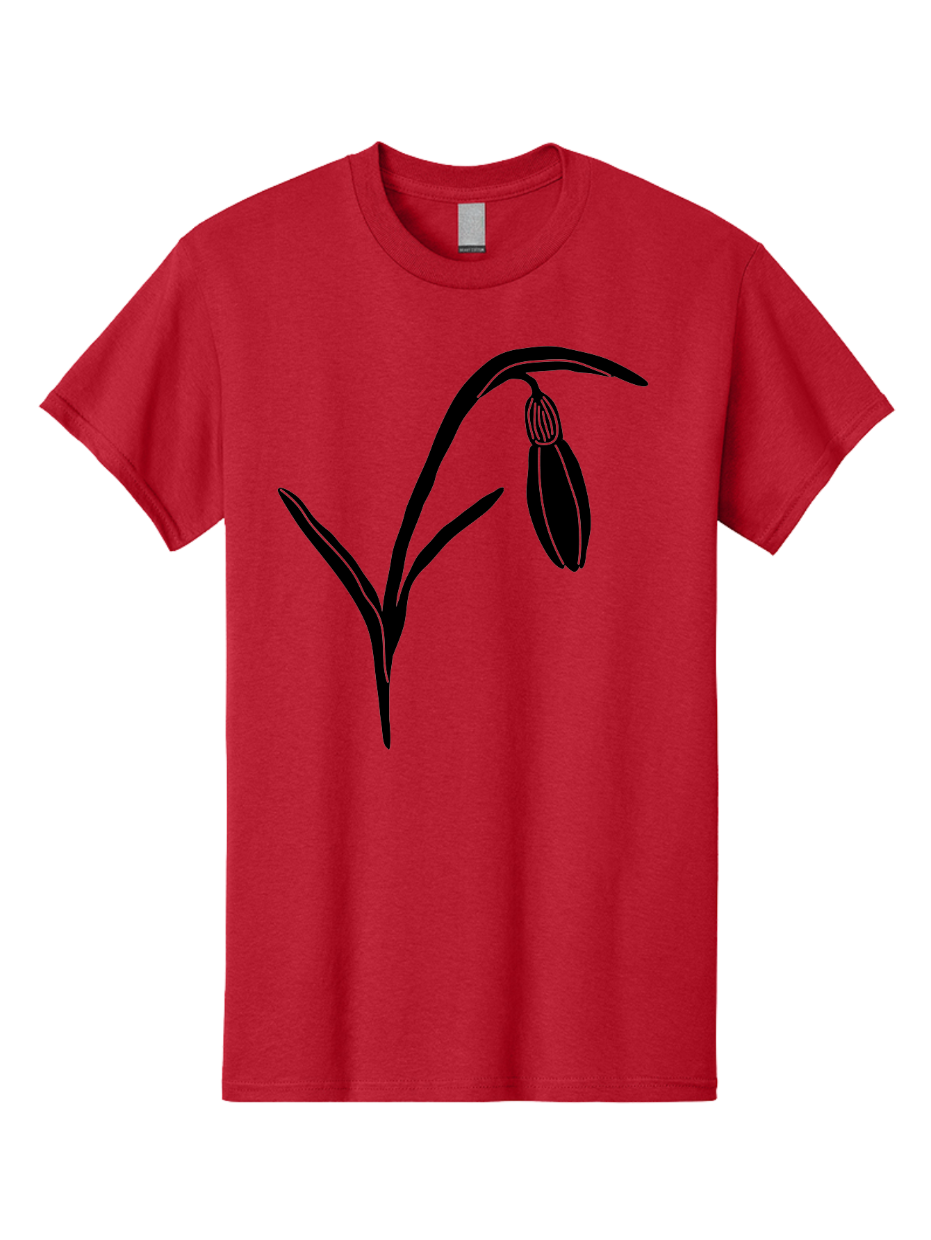 Snowdrop Men'S Graphic Tee, 100% Cotton, Comfortable Casual Summer Wear, Machine Washable, Snowdrop Flower, Minimalist Design, Simple Graphics, Black Silhouette, Floral Illustration, Spring Flowers, Botanical Art, Elegant Lines Aac238