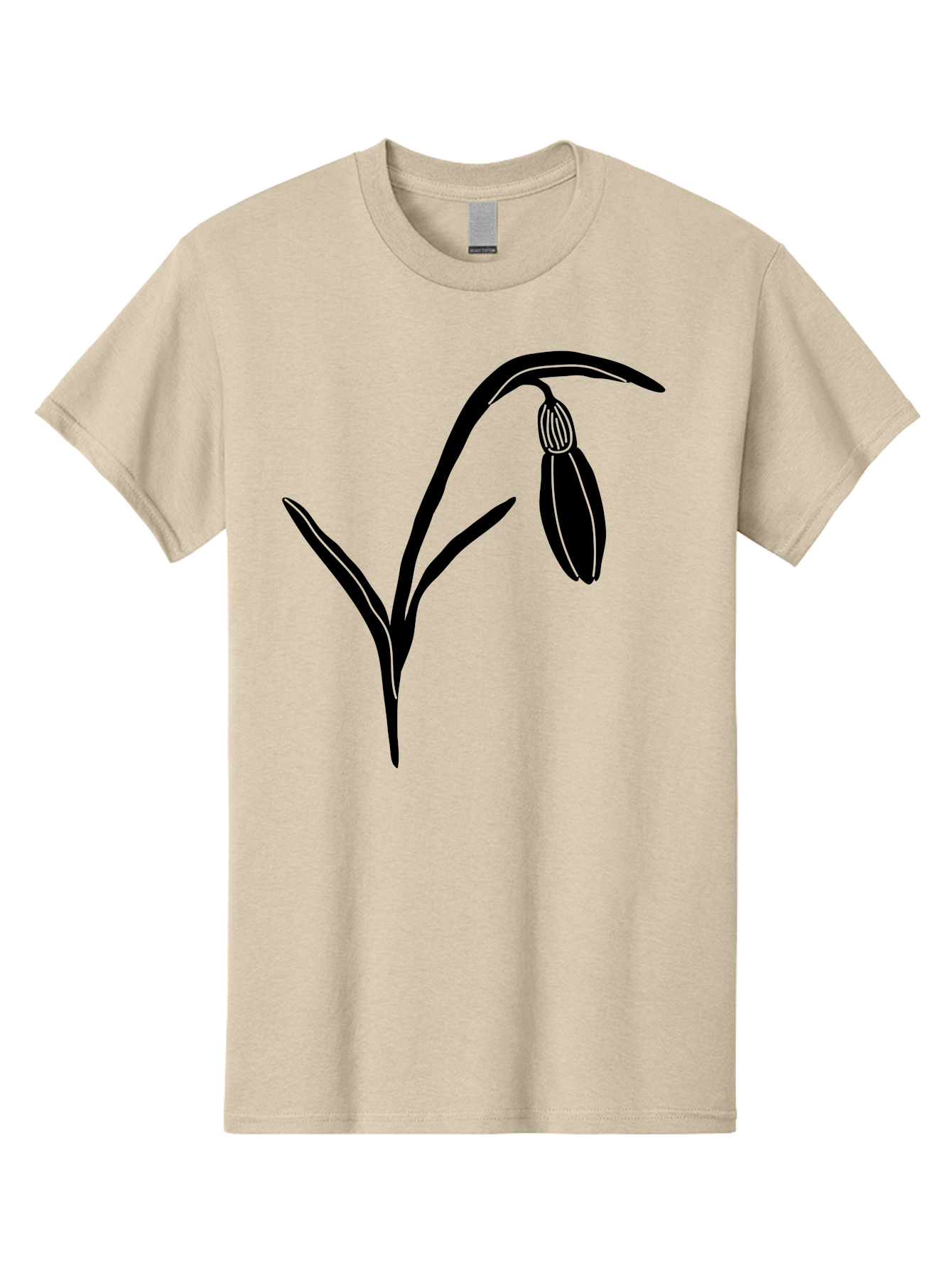 Snowdrop Men'S Graphic Tee, 100% Cotton, Comfortable Casual Summer Wear, Machine Washable, Snowdrop Flower, Minimalist Design, Simple Graphics, Black Silhouette, Floral Illustration, Spring Flowers, Botanical Art, Elegant Lines Aac238