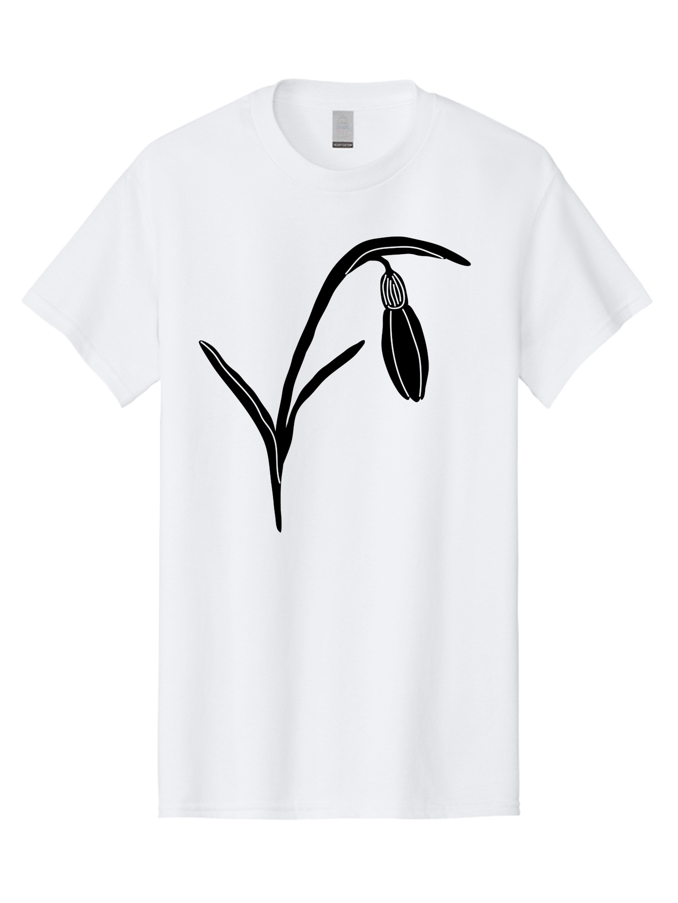 Snowdrop Men'S Graphic Tee, 100% Cotton, Comfortable Casual Summer Wear, Machine Washable, Snowdrop Flower, Minimalist Design, Simple Graphics, Black Silhouette, Floral Illustration, Spring Flowers, Botanical Art, Elegant Lines Aac238