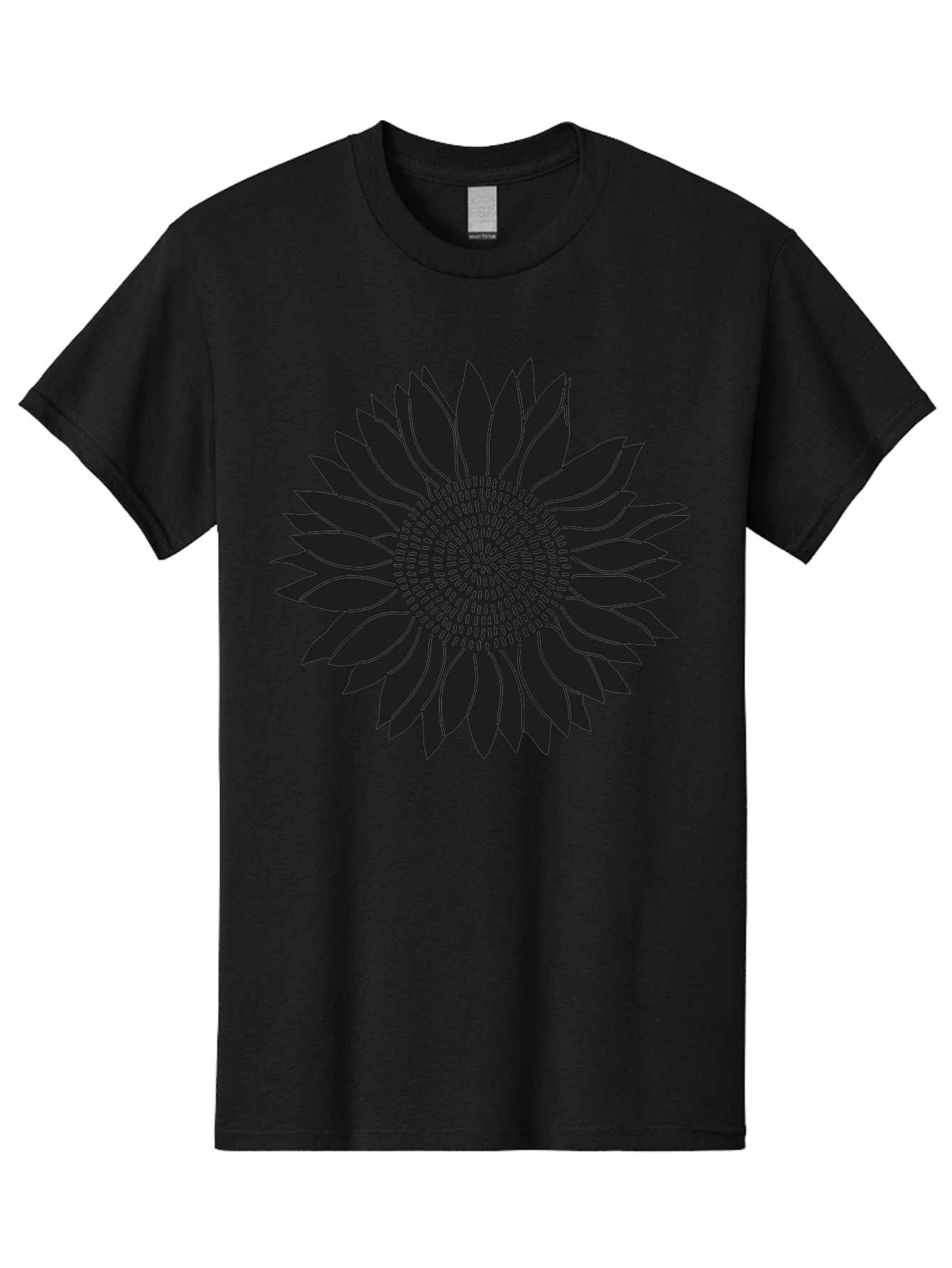 Sunflower-Silhouette Men'S Graphic Tee, 100% Cotton, Comfortable Casual Summer Wear, Machine Washable, Sunflower Graphic, Floral Design, Black And Green, Flower Silhouette, Neon Outline, Nature Inspired Art, Botanical Illustration Aac241