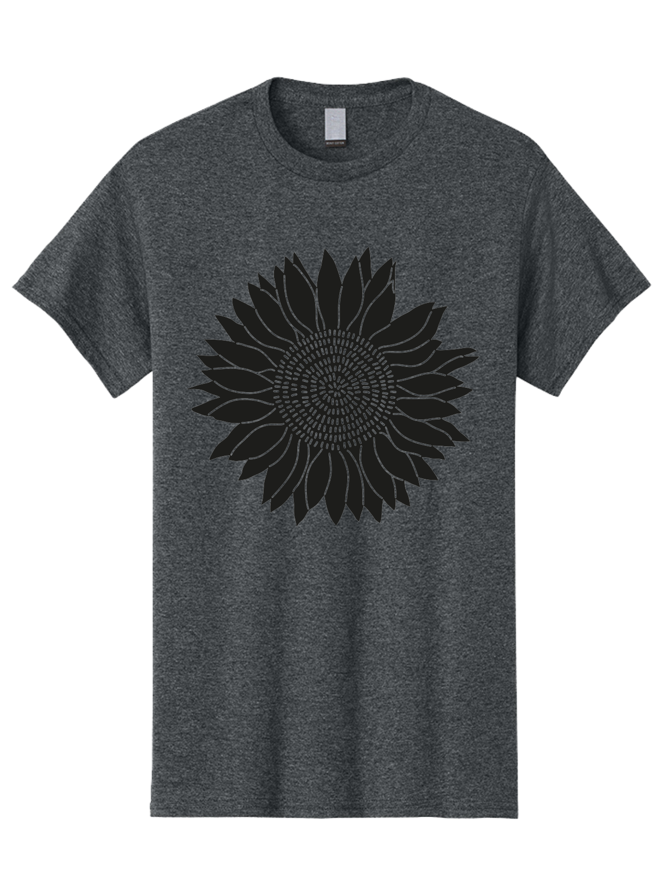 Sunflower-Silhouette Men'S Graphic Tee, 100% Cotton, Comfortable Casual Summer Wear, Machine Washable, Sunflower Graphic, Floral Design, Black And Green, Flower Silhouette, Neon Outline, Nature Inspired Art, Botanical Illustration Aac241