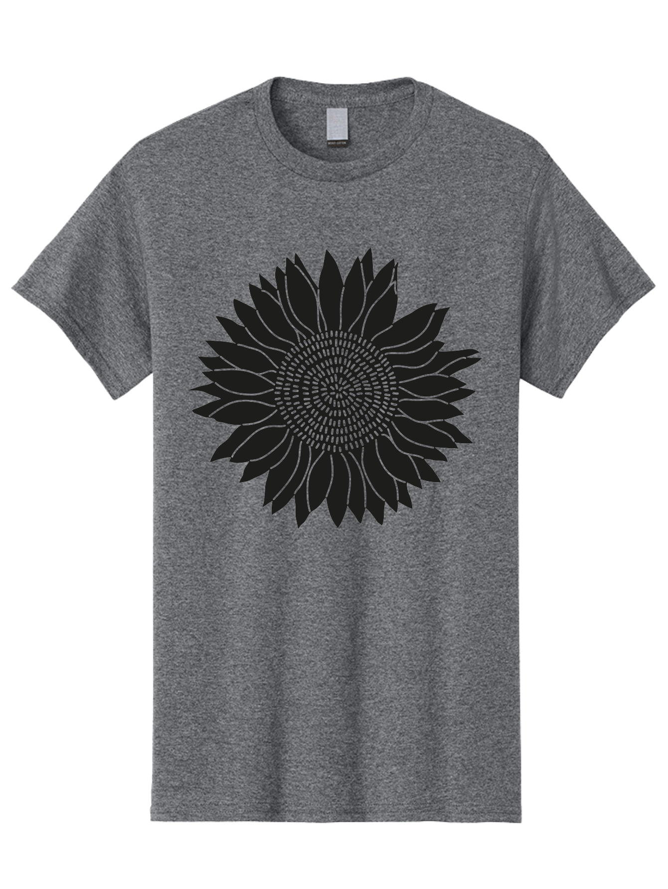Sunflower-Silhouette Men'S Graphic Tee, 100% Cotton, Comfortable Casual Summer Wear, Machine Washable, Sunflower Graphic, Floral Design, Black And Green, Flower Silhouette, Neon Outline, Nature Inspired Art, Botanical Illustration Aac241