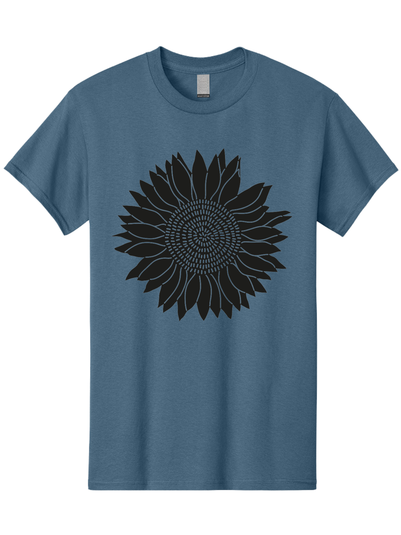 Sunflower-Silhouette Men'S Graphic Tee, 100% Cotton, Comfortable Casual Summer Wear, Machine Washable, Sunflower Graphic, Floral Design, Black And Green, Flower Silhouette, Neon Outline, Nature Inspired Art, Botanical Illustration Aac241