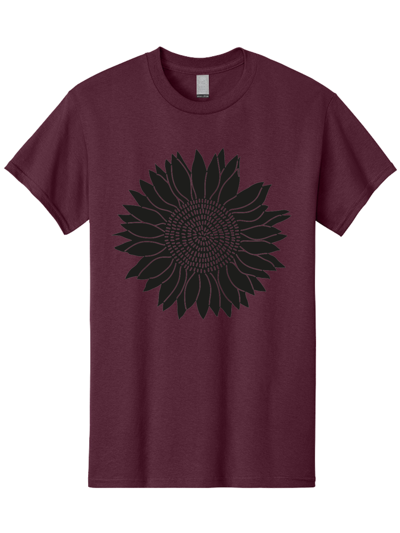 Sunflower-Silhouette Men'S Graphic Tee, 100% Cotton, Comfortable Casual Summer Wear, Machine Washable, Sunflower Graphic, Floral Design, Black And Green, Flower Silhouette, Neon Outline, Nature Inspired Art, Botanical Illustration Aac241