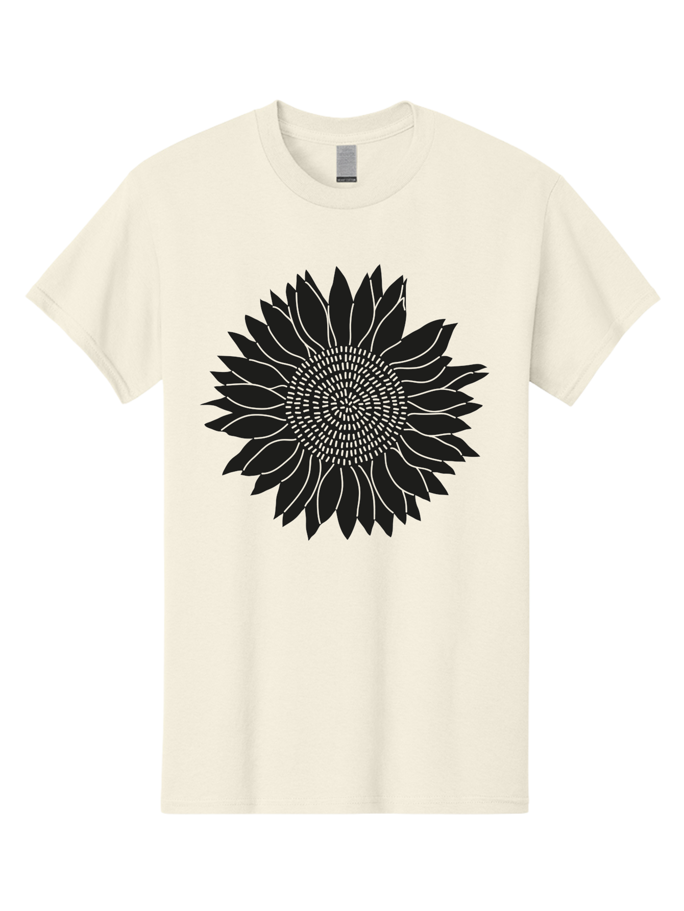 Sunflower-Silhouette Men'S Graphic Tee, 100% Cotton, Comfortable Casual Summer Wear, Machine Washable, Sunflower Graphic, Floral Design, Black And Green, Flower Silhouette, Neon Outline, Nature Inspired Art, Botanical Illustration Aac241