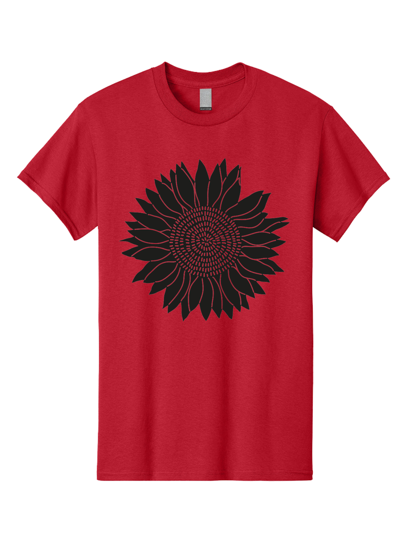 Sunflower-Silhouette Men'S Graphic Tee, 100% Cotton, Comfortable Casual Summer Wear, Machine Washable, Sunflower Graphic, Floral Design, Black And Green, Flower Silhouette, Neon Outline, Nature Inspired Art, Botanical Illustration Aac241