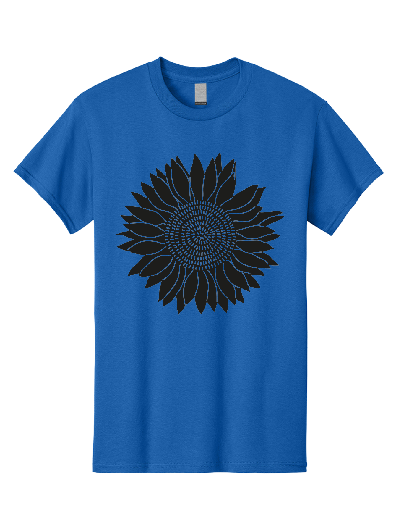 Sunflower-Silhouette Men'S Graphic Tee, 100% Cotton, Comfortable Casual Summer Wear, Machine Washable, Sunflower Graphic, Floral Design, Black And Green, Flower Silhouette, Neon Outline, Nature Inspired Art, Botanical Illustration Aac241