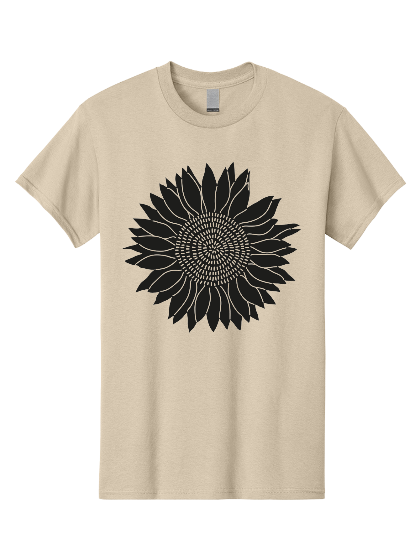 Sunflower-Silhouette Men'S Graphic Tee, 100% Cotton, Comfortable Casual Summer Wear, Machine Washable, Sunflower Graphic, Floral Design, Black And Green, Flower Silhouette, Neon Outline, Nature Inspired Art, Botanical Illustration Aac241
