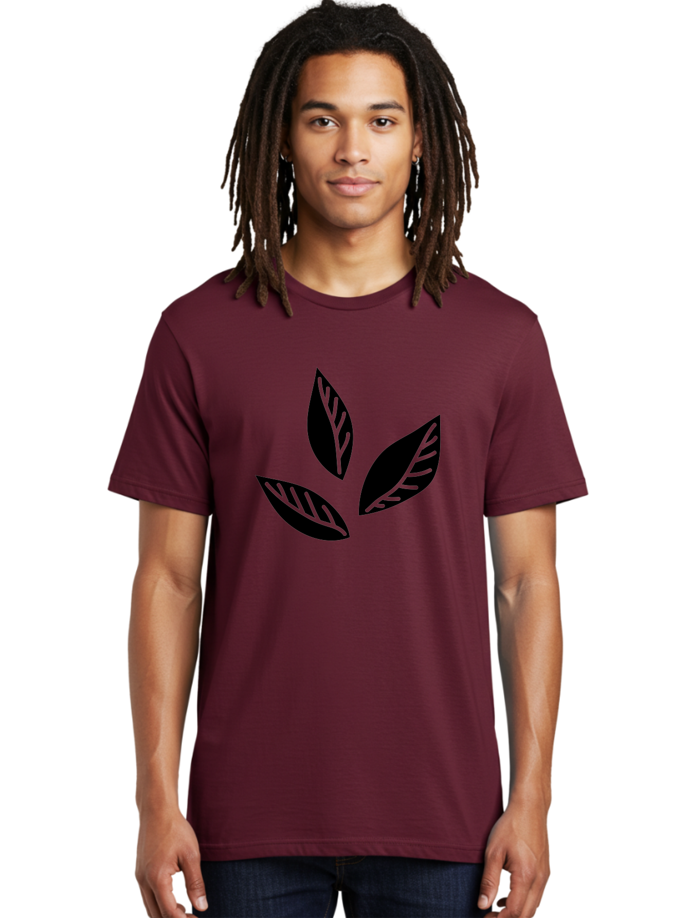 Three-Leaves Men'S Graphic Tee, 100% Cotton, Comfortable Casual Summer Wear, Machine Washable, Three Leaves, Leafy Greens, Cannabis Leaves, Marijuana Leaves, Leaf Design, Minimalist Art, Green And Black, Simple Graphics, Abstract Leaves Aac242