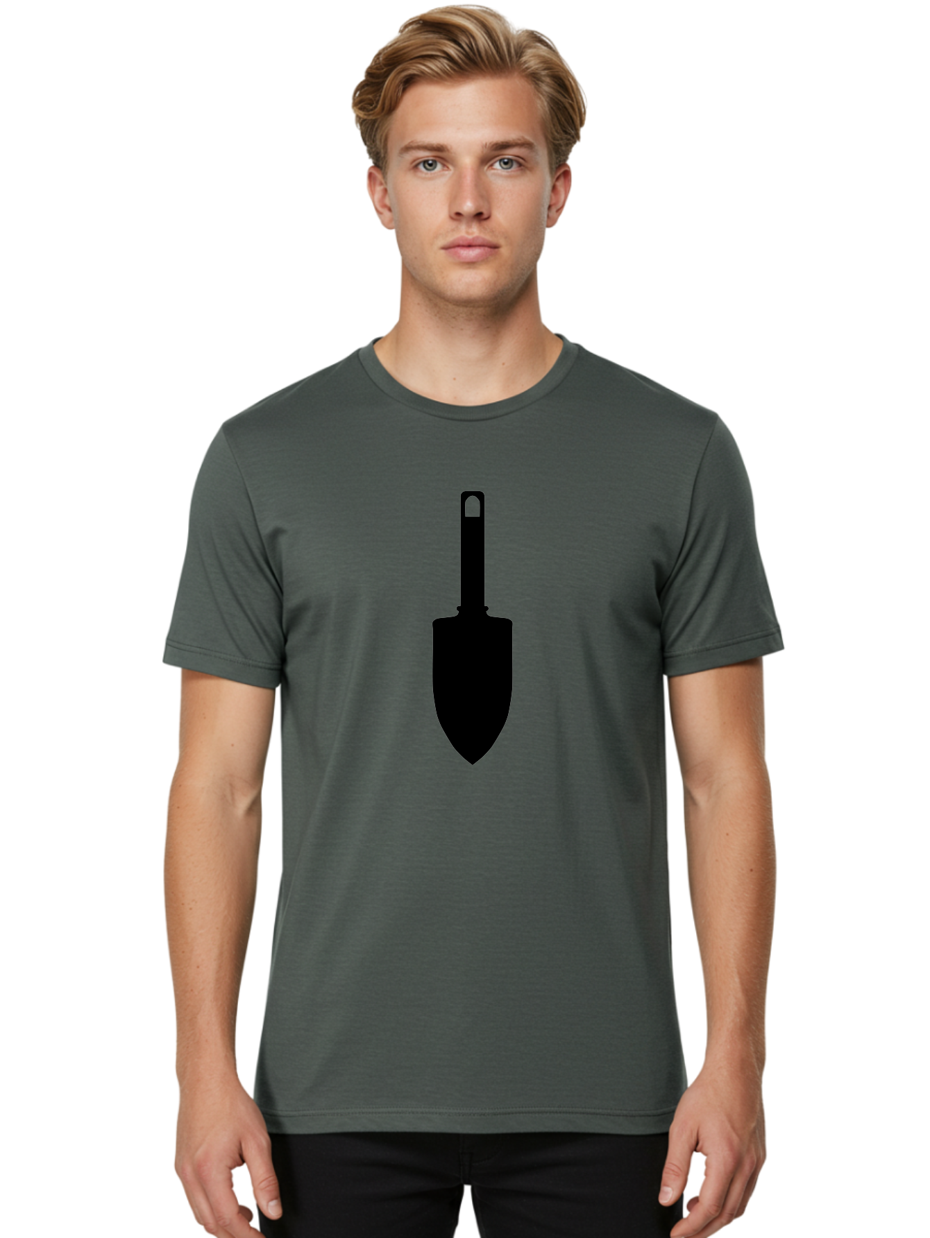 Trowel Men'S Graphic Tee, 100% Cotton, Comfortable Casual Summer Wear, Machine Washable, Gardening Tool, Trowel Silhouette, Digging Equipment, Garden Shovel, Landscaping Icon, Black Silhouette Aac243