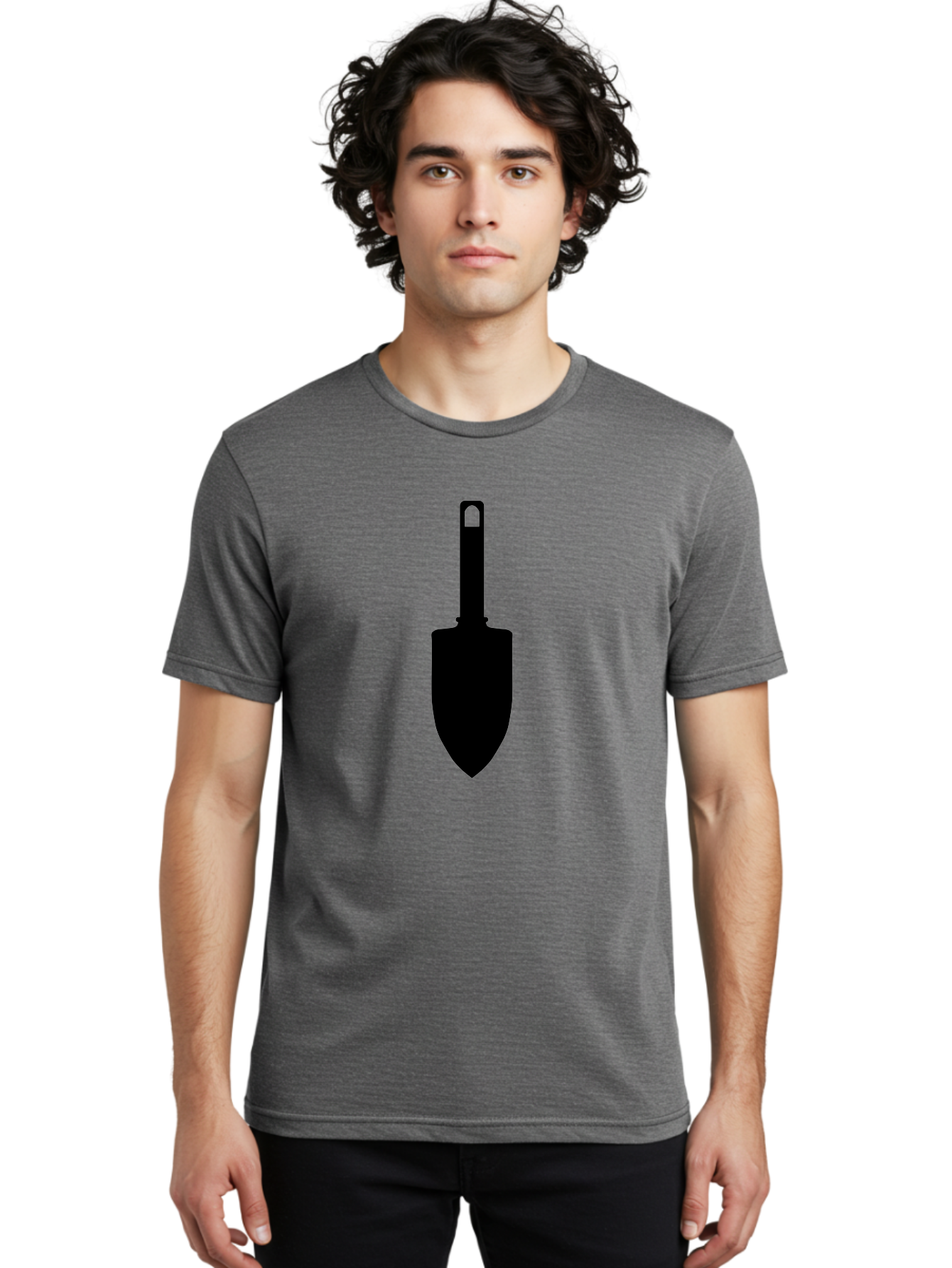 Trowel Men'S Graphic Tee, 100% Cotton, Comfortable Casual Summer Wear, Machine Washable, Gardening Tool, Trowel Silhouette, Digging Equipment, Garden Shovel, Landscaping Icon, Black Silhouette Aac243