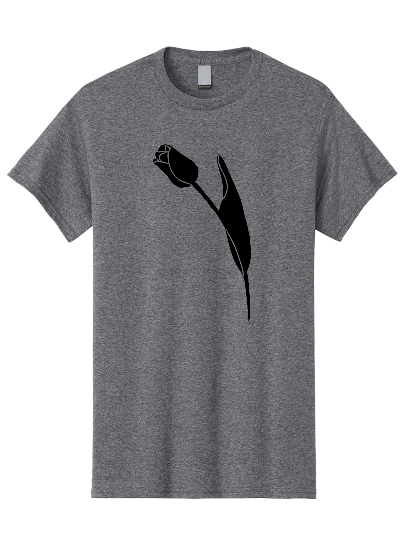 Tulip-Silhouette-1 Men'S Graphic Tee, 100% Cotton, Comfortable Casual Summer Wear, Machine Washable, Tulip Silhouette, Flower Graphic, Minimalist Design, Simple Shapes, Elegant Illustration, Floral Motif, Budding Flower Aac244