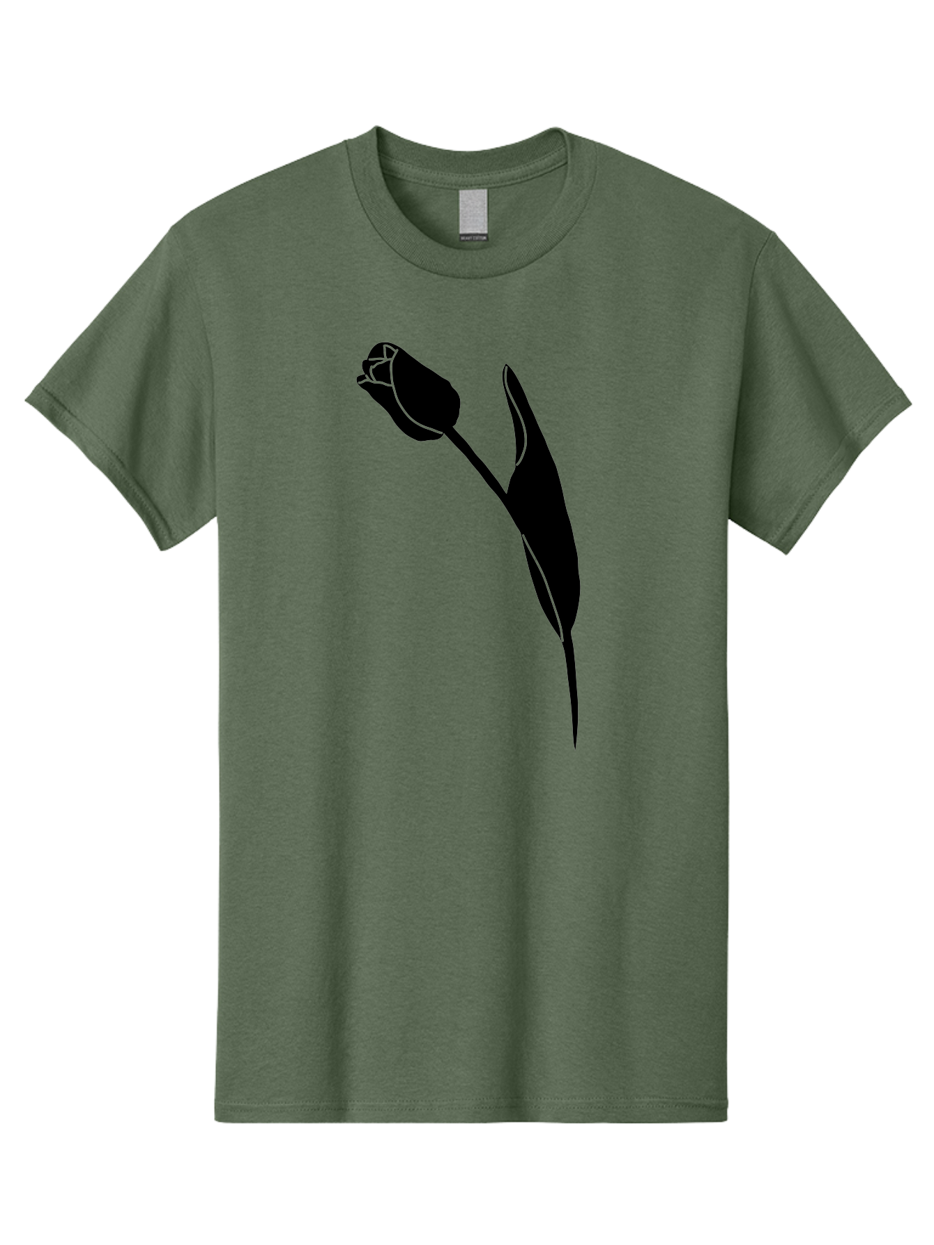 Tulip-Silhouette-1 Men'S Graphic Tee, 100% Cotton, Comfortable Casual Summer Wear, Machine Washable, Tulip Silhouette, Flower Graphic, Minimalist Design, Simple Shapes, Elegant Illustration, Floral Motif, Budding Flower Aac244