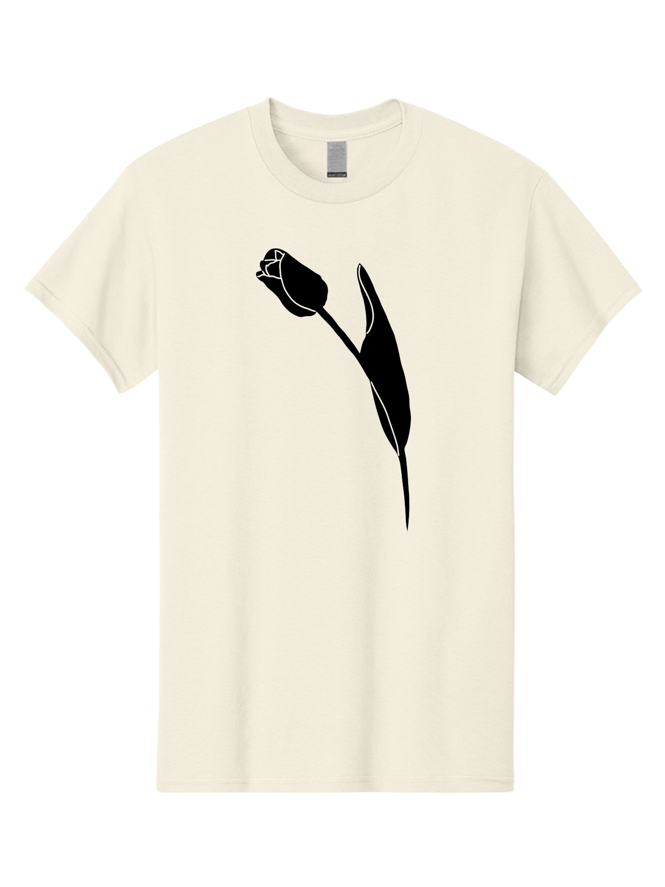 Tulip-Silhouette-1 Men'S Graphic Tee, 100% Cotton, Comfortable Casual Summer Wear, Machine Washable, Tulip Silhouette, Flower Graphic, Minimalist Design, Simple Shapes, Elegant Illustration, Floral Motif, Budding Flower Aac244