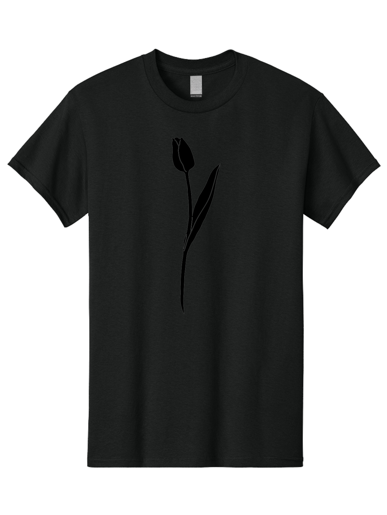 Tulip-Silhouette Men'S Graphic Tee, 100% Cotton, Comfortable Casual Summer Wear, Machine Washable, Tulip Silhouette, Dark Tulip, Minimalist Design, Simple Flower, Closed Bloom, Elegant Stem, Floral Graphic, Modern Art Aac245