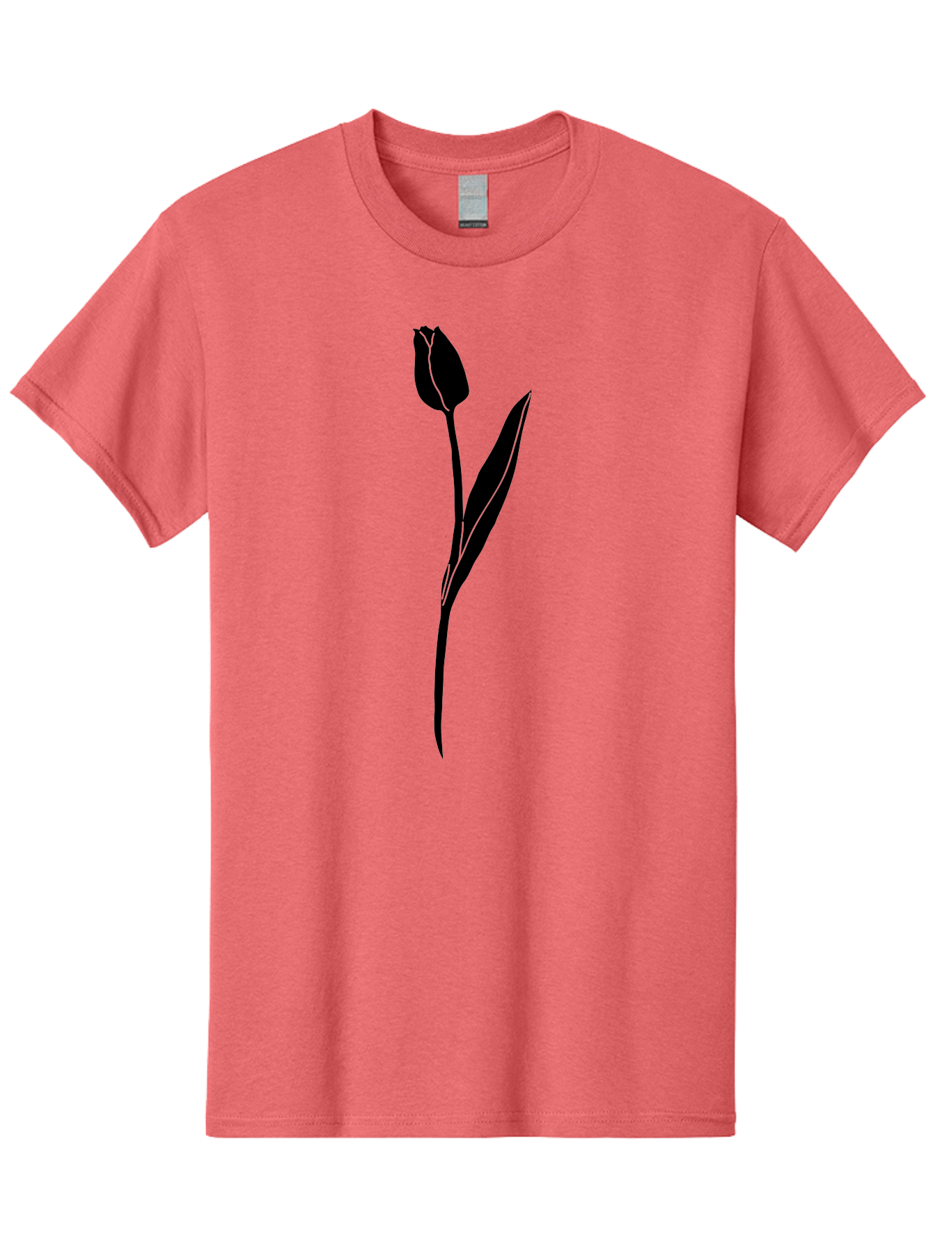 Tulip-Silhouette Men'S Graphic Tee, 100% Cotton, Comfortable Casual Summer Wear, Machine Washable, Tulip Silhouette, Dark Tulip, Minimalist Design, Simple Flower, Closed Bloom, Elegant Stem, Floral Graphic, Modern Art Aac245