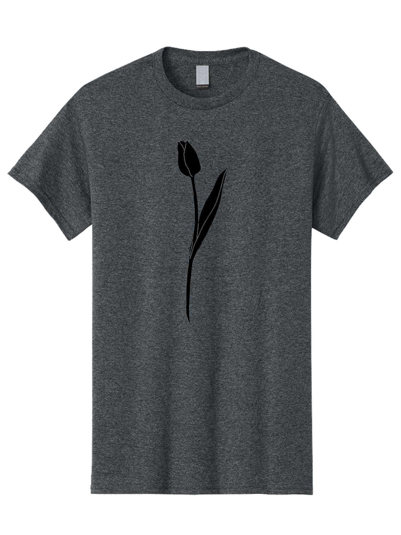 Tulip-Silhouette Men'S Graphic Tee, 100% Cotton, Comfortable Casual Summer Wear, Machine Washable, Tulip Silhouette, Dark Tulip, Minimalist Design, Simple Flower, Closed Bloom, Elegant Stem, Floral Graphic, Modern Art Aac245