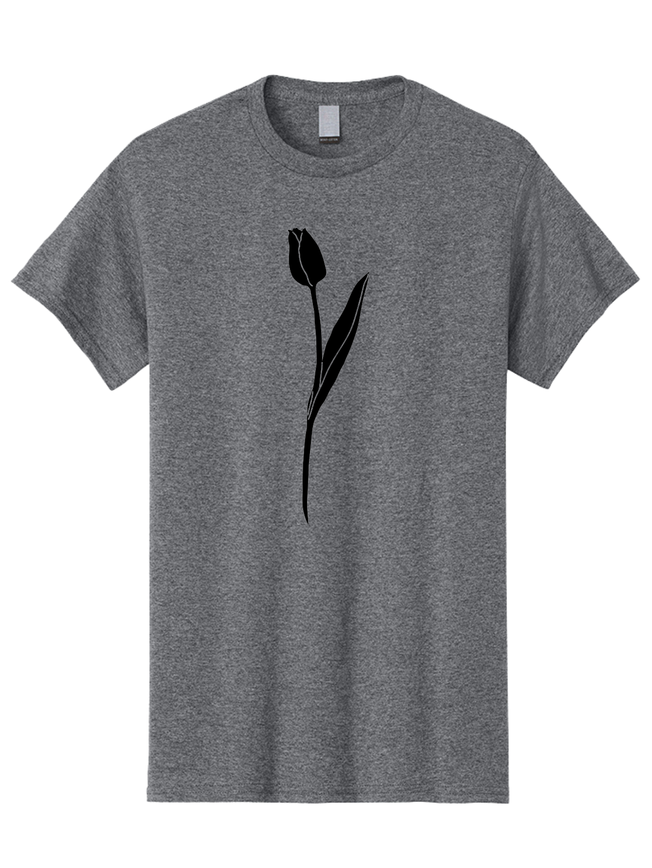 Tulip-Silhouette Men'S Graphic Tee, 100% Cotton, Comfortable Casual Summer Wear, Machine Washable, Tulip Silhouette, Dark Tulip, Minimalist Design, Simple Flower, Closed Bloom, Elegant Stem, Floral Graphic, Modern Art Aac245