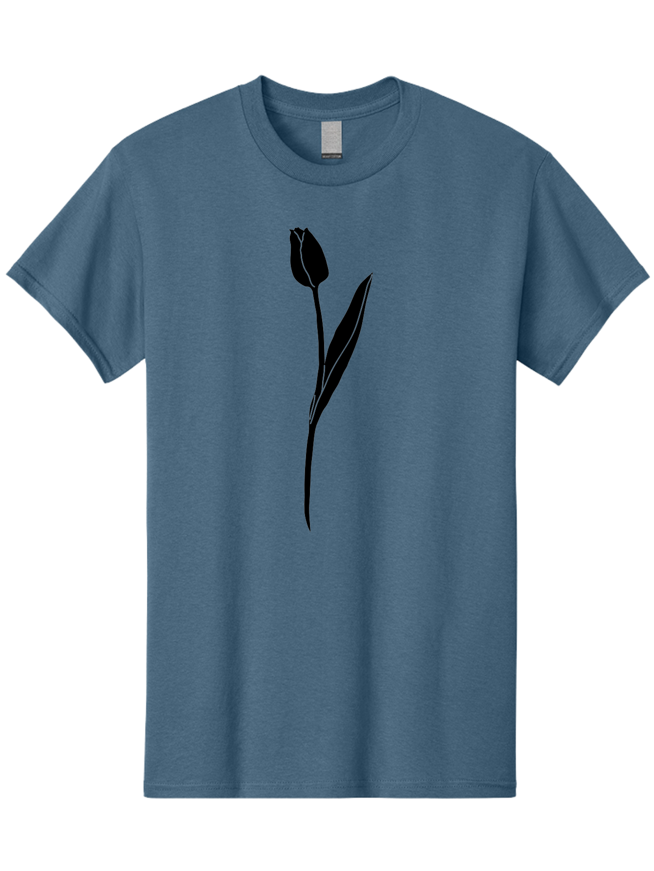 Tulip-Silhouette Men'S Graphic Tee, 100% Cotton, Comfortable Casual Summer Wear, Machine Washable, Tulip Silhouette, Dark Tulip, Minimalist Design, Simple Flower, Closed Bloom, Elegant Stem, Floral Graphic, Modern Art Aac245