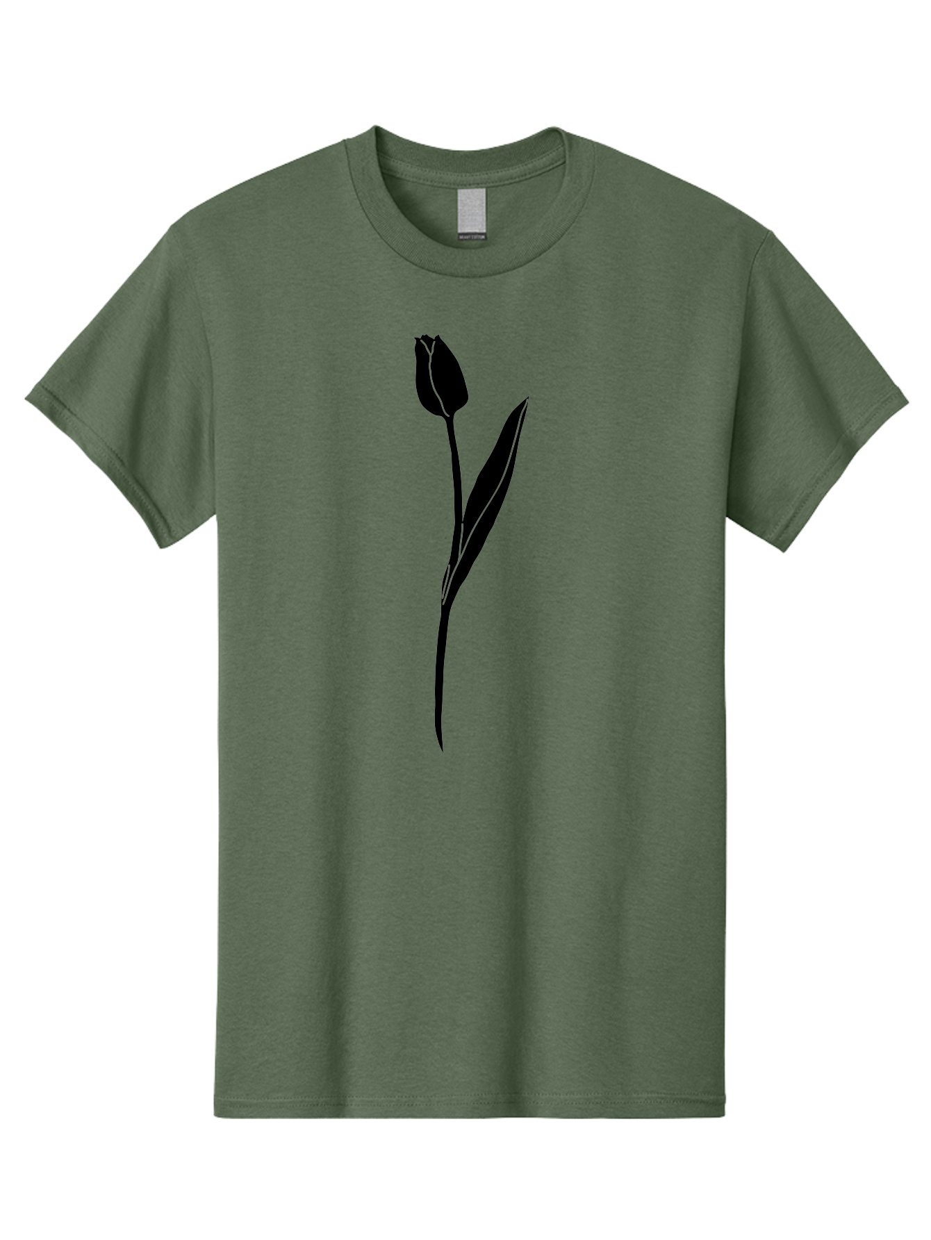 Tulip-Silhouette Men'S Graphic Tee, 100% Cotton, Comfortable Casual Summer Wear, Machine Washable, Tulip Silhouette, Dark Tulip, Minimalist Design, Simple Flower, Closed Bloom, Elegant Stem, Floral Graphic, Modern Art Aac245