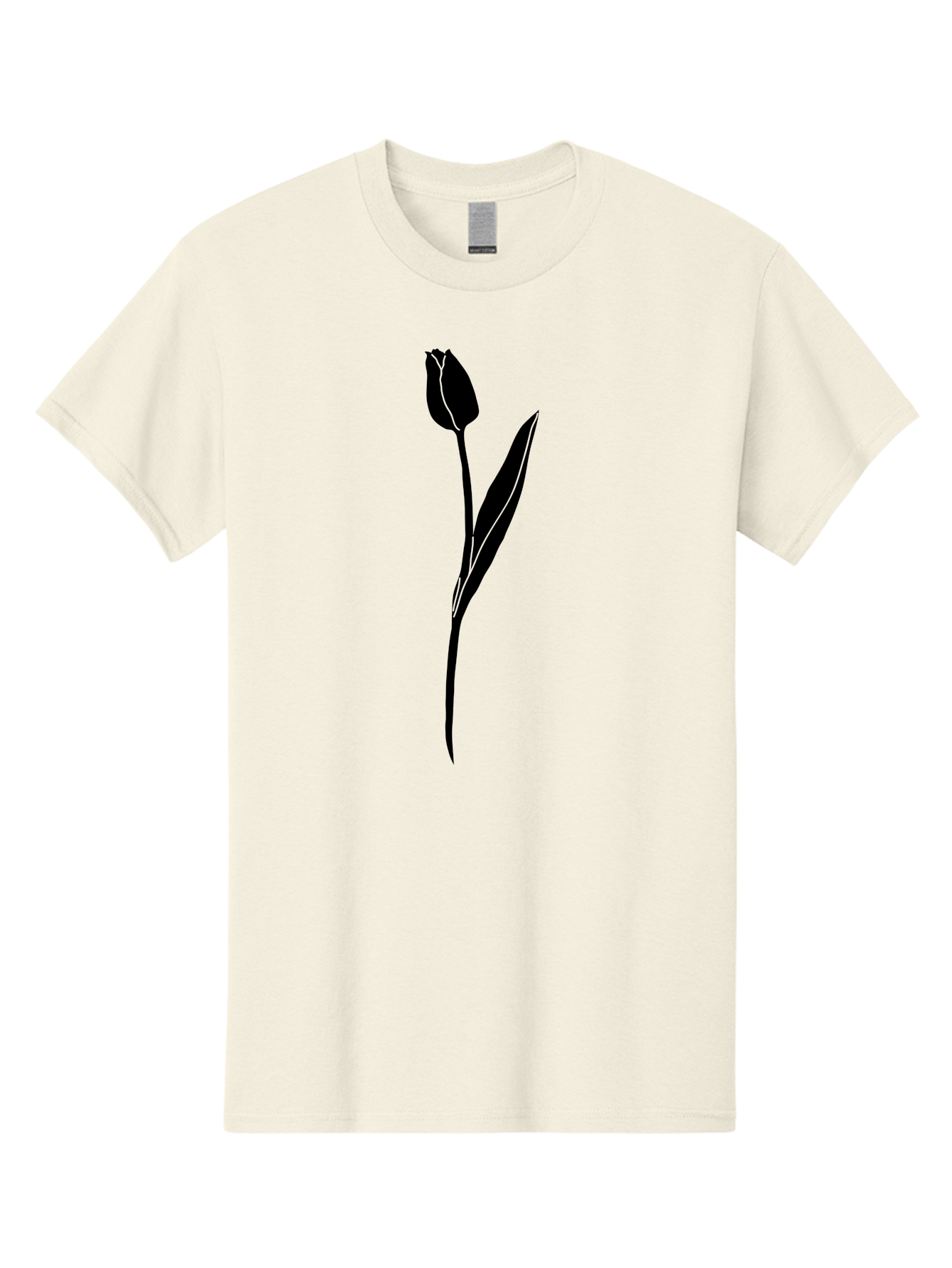 Tulip-Silhouette Men'S Graphic Tee, 100% Cotton, Comfortable Casual Summer Wear, Machine Washable, Tulip Silhouette, Dark Tulip, Minimalist Design, Simple Flower, Closed Bloom, Elegant Stem, Floral Graphic, Modern Art Aac245