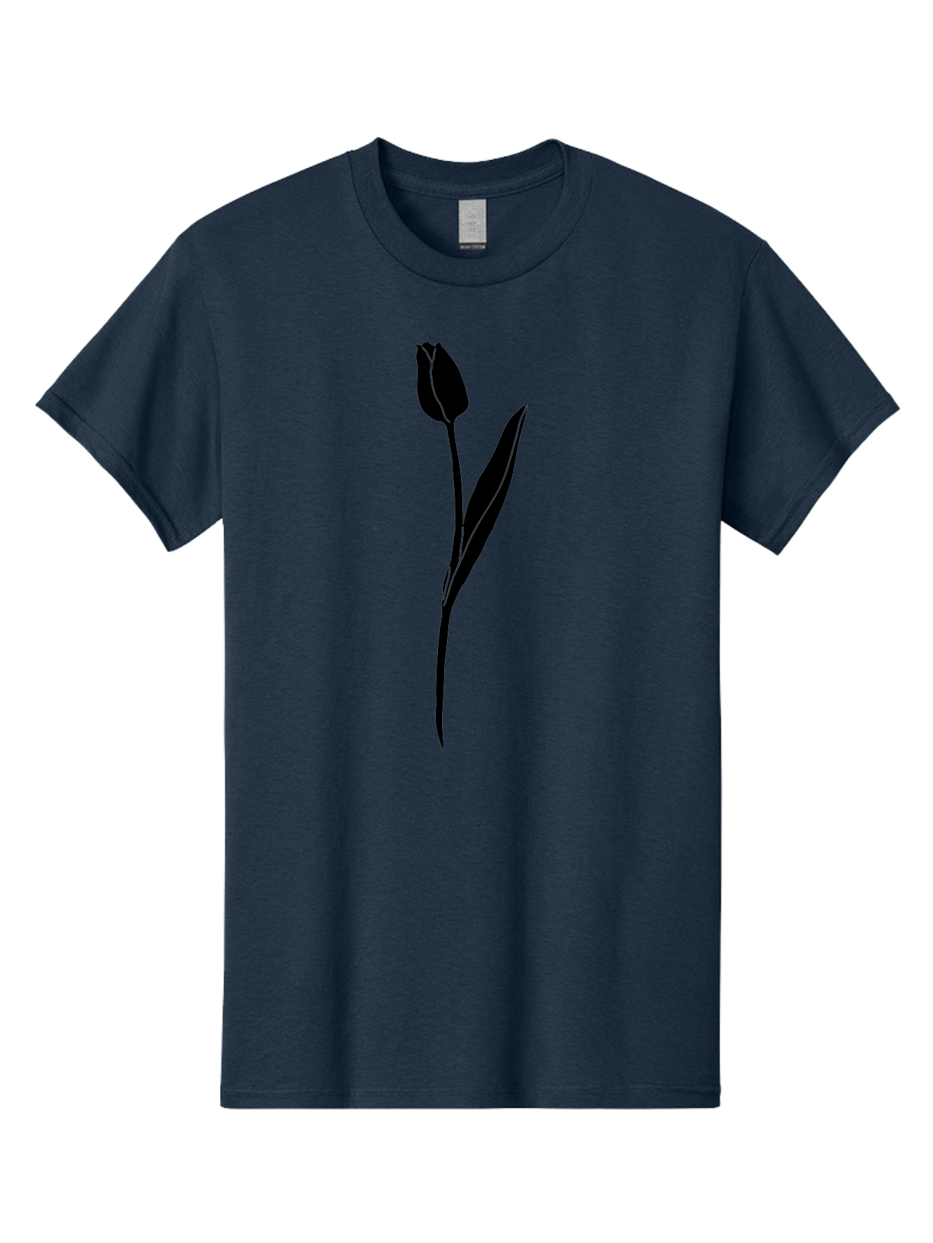 Tulip-Silhouette Men'S Graphic Tee, 100% Cotton, Comfortable Casual Summer Wear, Machine Washable, Tulip Silhouette, Dark Tulip, Minimalist Design, Simple Flower, Closed Bloom, Elegant Stem, Floral Graphic, Modern Art Aac245
