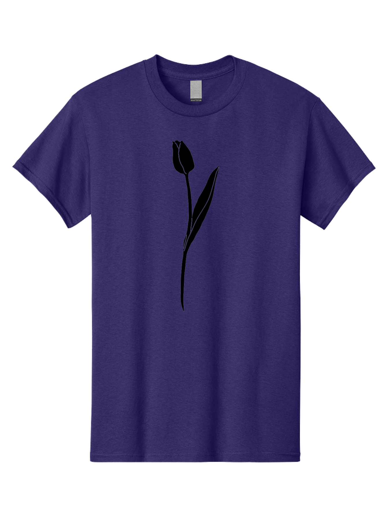 Tulip-Silhouette Men'S Graphic Tee, 100% Cotton, Comfortable Casual Summer Wear, Machine Washable, Tulip Silhouette, Dark Tulip, Minimalist Design, Simple Flower, Closed Bloom, Elegant Stem, Floral Graphic, Modern Art Aac245