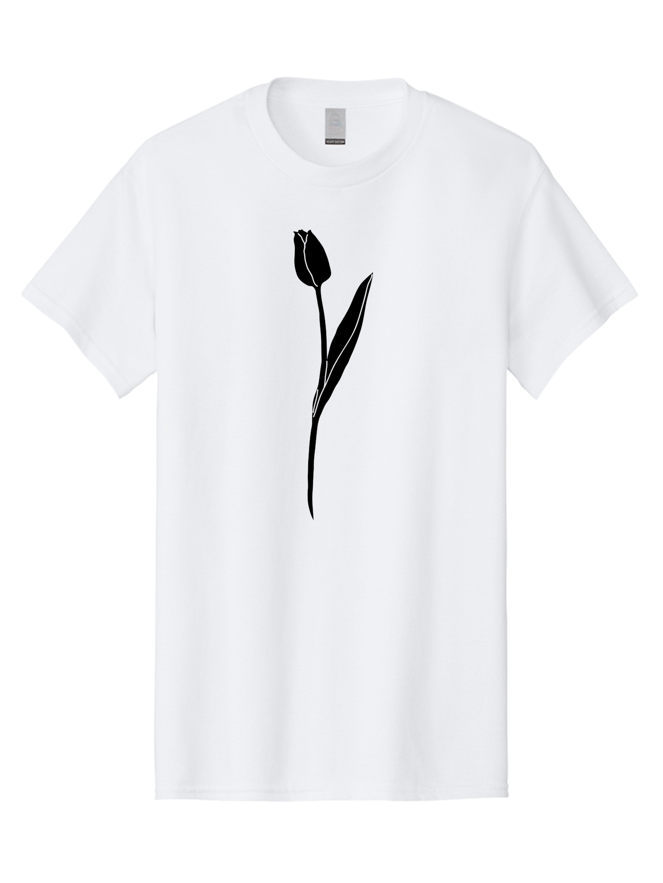 Tulip-Silhouette Men'S Graphic Tee, 100% Cotton, Comfortable Casual Summer Wear, Machine Washable, Tulip Silhouette, Dark Tulip, Minimalist Design, Simple Flower, Closed Bloom, Elegant Stem, Floral Graphic, Modern Art Aac245