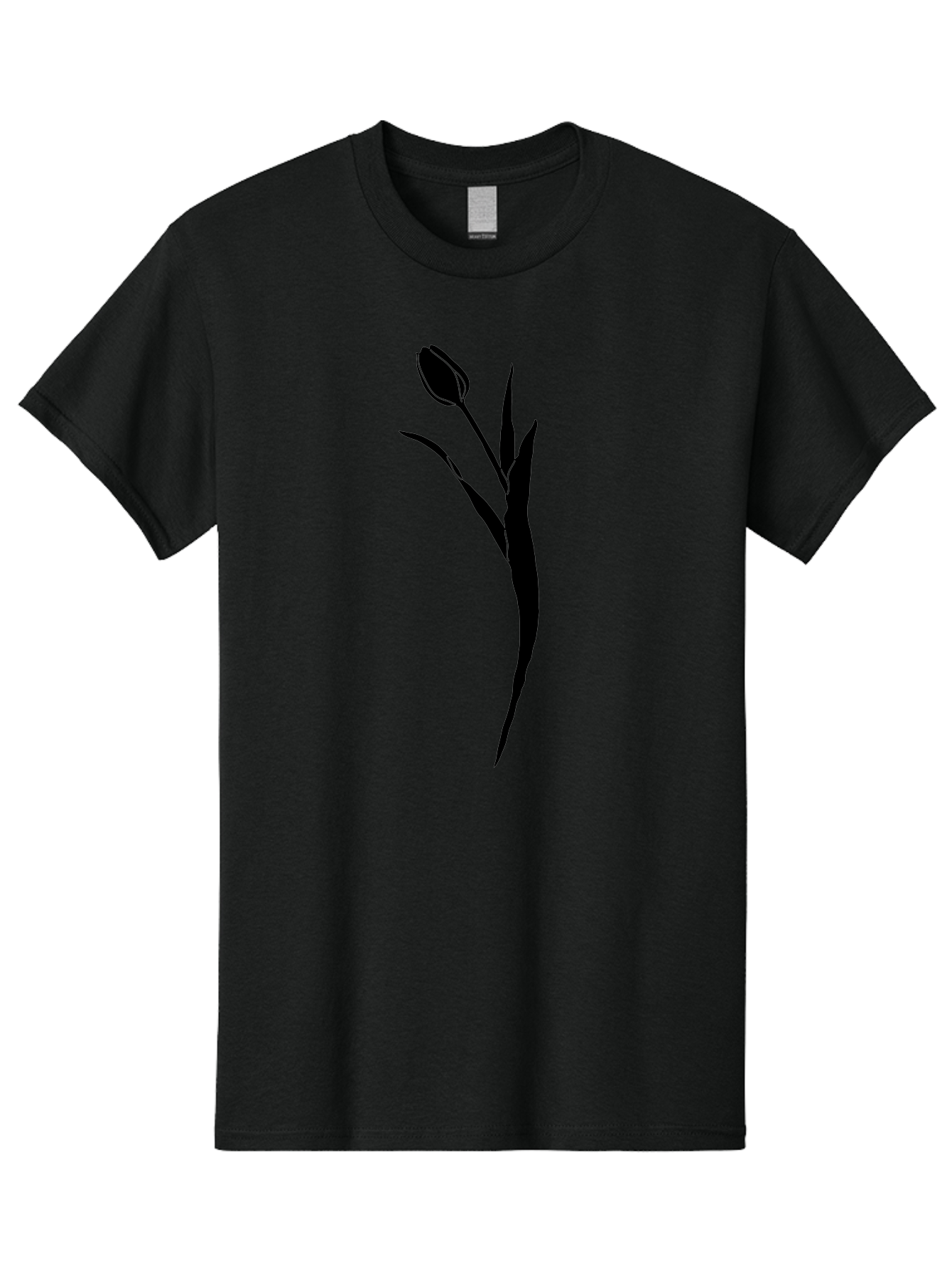 Tulip Men'S Graphic Tee, 100% Cotton, Comfortable Casual Summer Wear, Machine Washable, Tulip Silhouette, Black Flower, Minimalist Design, Simple Graphics, Floral Motif, Elegant Shape, Closed Bloom, Botanical Illustration Aac246