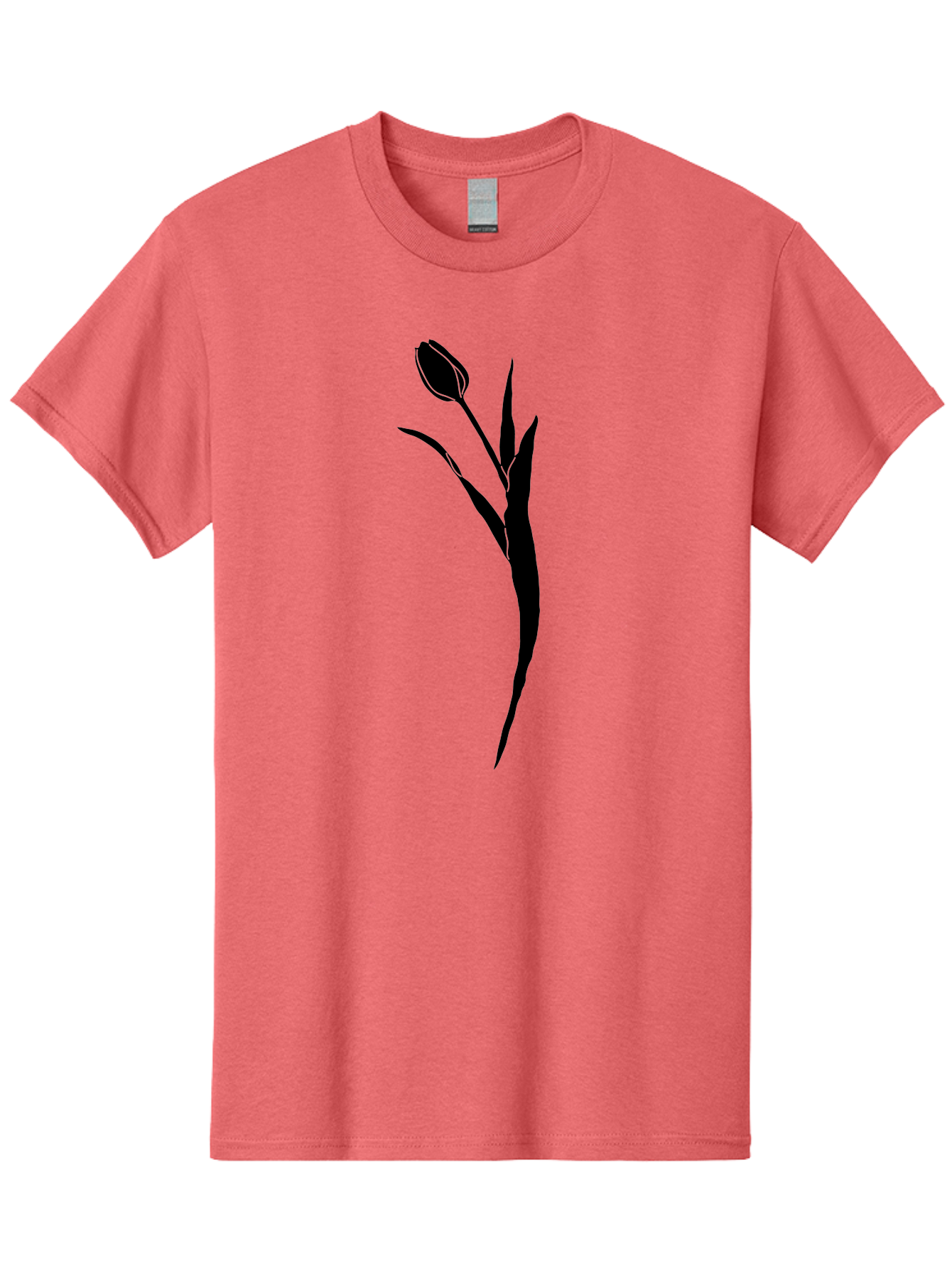 Tulip Men'S Graphic Tee, 100% Cotton, Comfortable Casual Summer Wear, Machine Washable, Tulip Silhouette, Black Flower, Minimalist Design, Simple Graphics, Floral Motif, Elegant Shape, Closed Bloom, Botanical Illustration Aac246