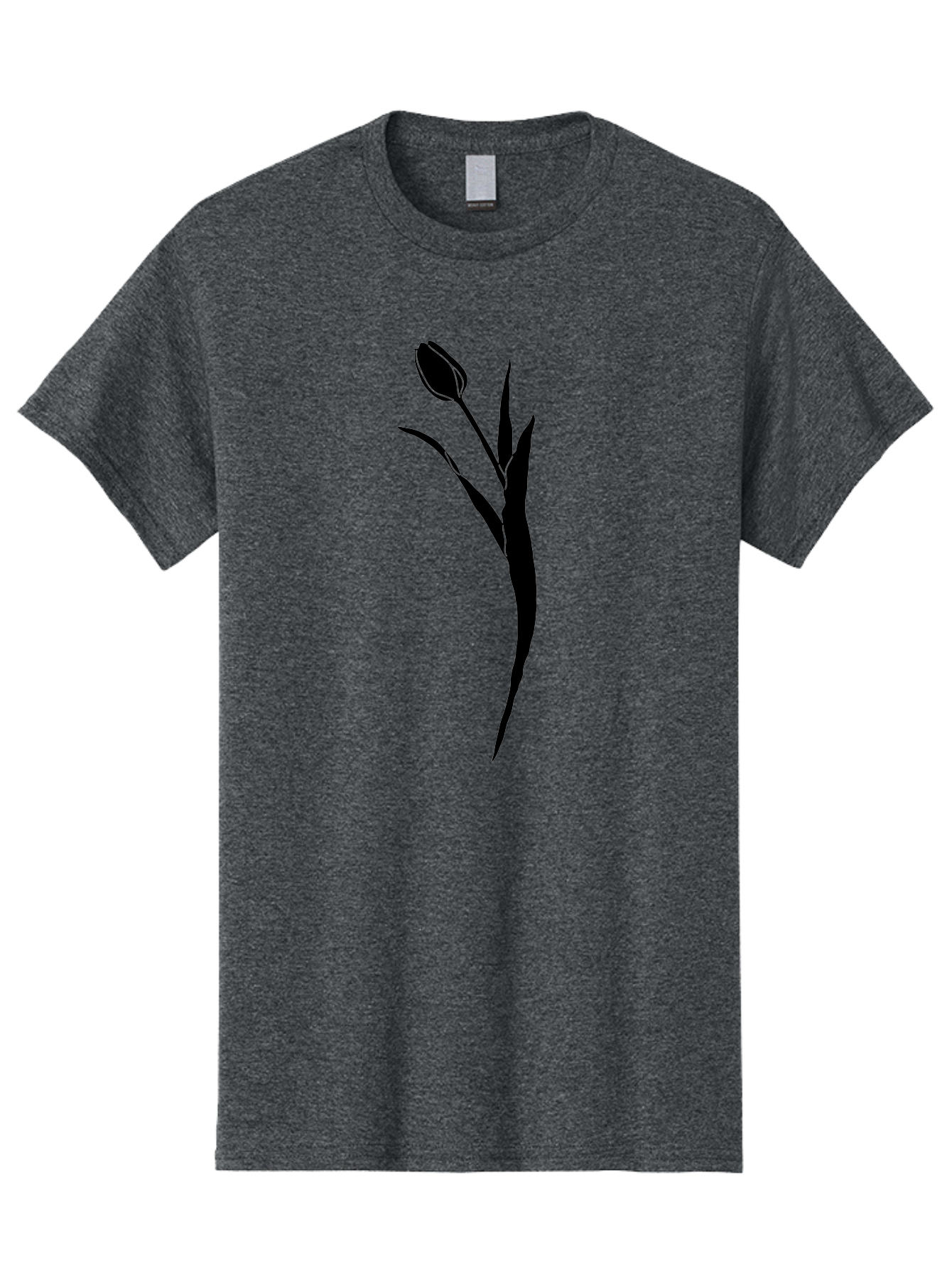 Tulip Men'S Graphic Tee, 100% Cotton, Comfortable Casual Summer Wear, Machine Washable, Tulip Silhouette, Black Flower, Minimalist Design, Simple Graphics, Floral Motif, Elegant Shape, Closed Bloom, Botanical Illustration Aac246