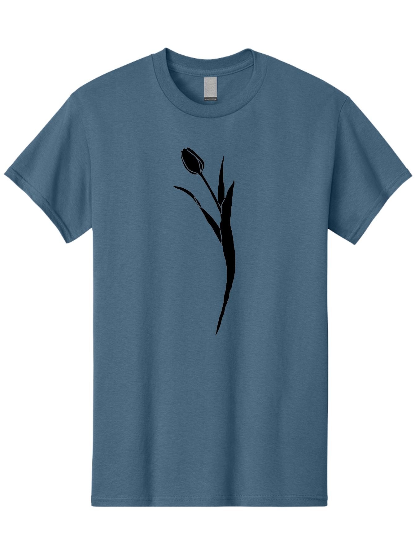 Tulip Men'S Graphic Tee, 100% Cotton, Comfortable Casual Summer Wear, Machine Washable, Tulip Silhouette, Black Flower, Minimalist Design, Simple Graphics, Floral Motif, Elegant Shape, Closed Bloom, Botanical Illustration Aac246