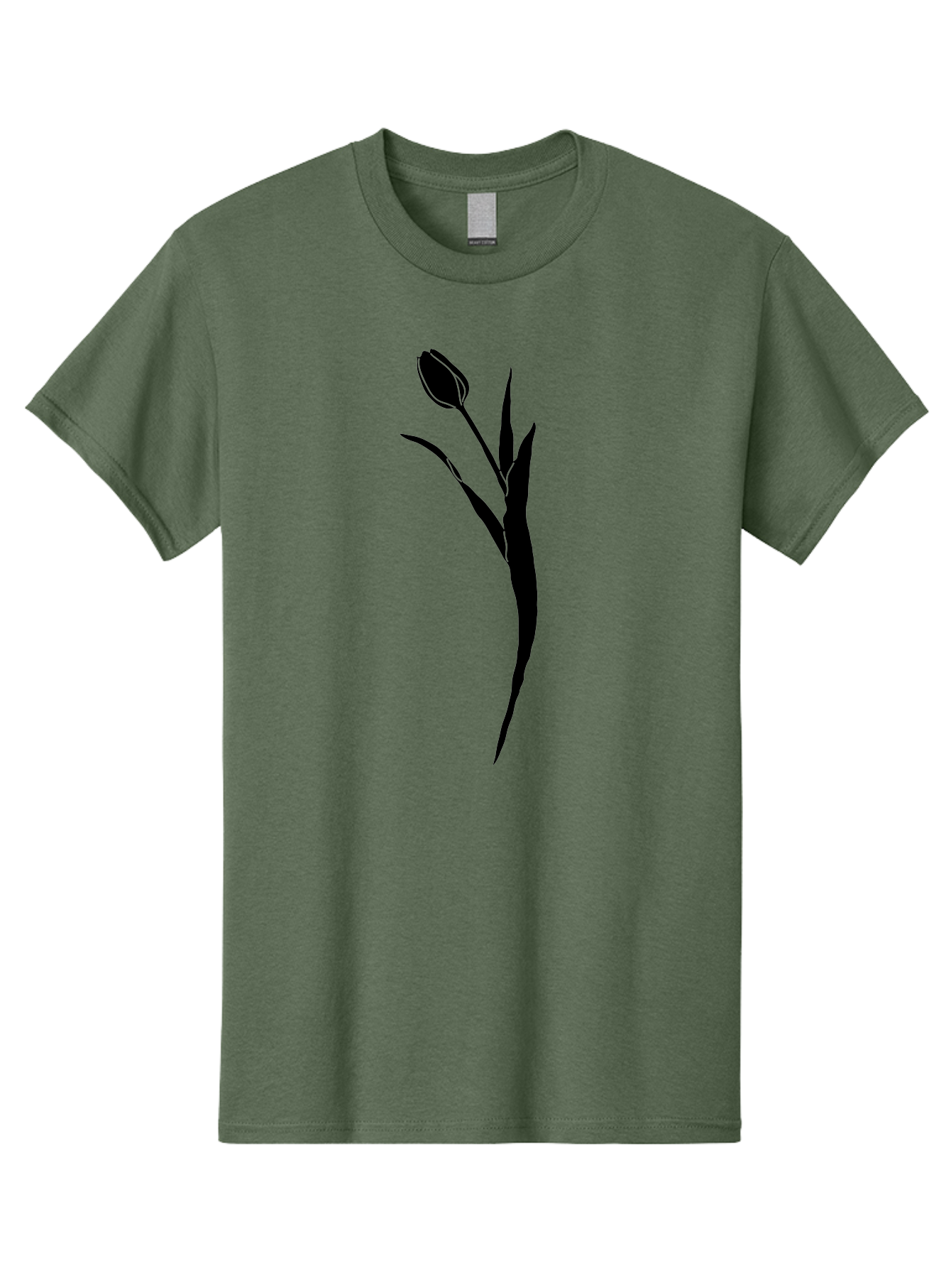 Tulip Men'S Graphic Tee, 100% Cotton, Comfortable Casual Summer Wear, Machine Washable, Tulip Silhouette, Black Flower, Minimalist Design, Simple Graphics, Floral Motif, Elegant Shape, Closed Bloom, Botanical Illustration Aac246