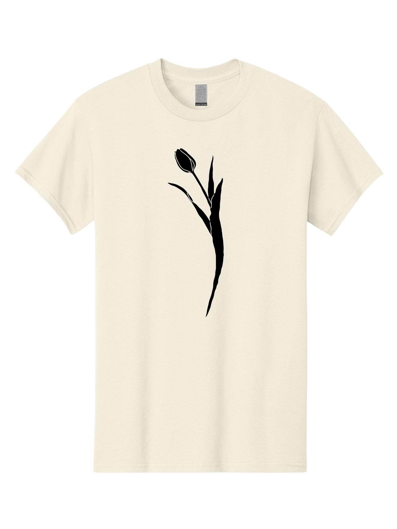 Tulip Men'S Graphic Tee, 100% Cotton, Comfortable Casual Summer Wear, Machine Washable, Tulip Silhouette, Black Flower, Minimalist Design, Simple Graphics, Floral Motif, Elegant Shape, Closed Bloom, Botanical Illustration Aac246