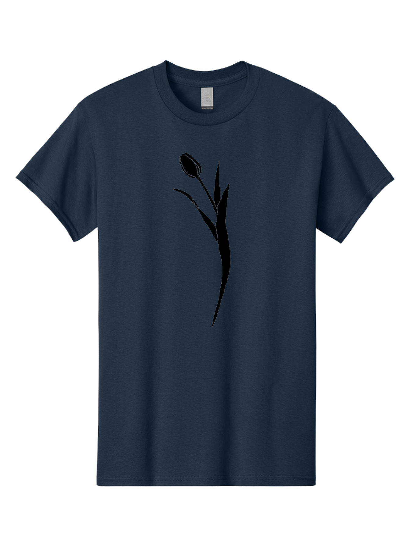 Tulip Men'S Graphic Tee, 100% Cotton, Comfortable Casual Summer Wear, Machine Washable, Tulip Silhouette, Black Flower, Minimalist Design, Simple Graphics, Floral Motif, Elegant Shape, Closed Bloom, Botanical Illustration Aac246
