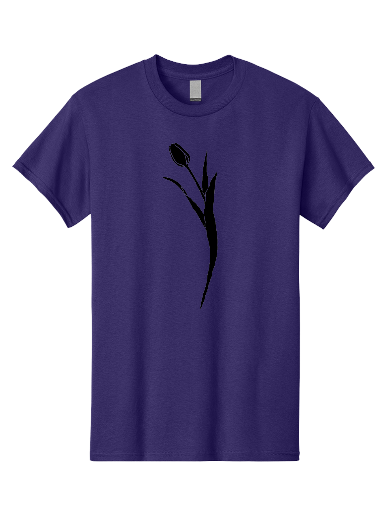Tulip Men'S Graphic Tee, 100% Cotton, Comfortable Casual Summer Wear, Machine Washable, Tulip Silhouette, Black Flower, Minimalist Design, Simple Graphics, Floral Motif, Elegant Shape, Closed Bloom, Botanical Illustration Aac246