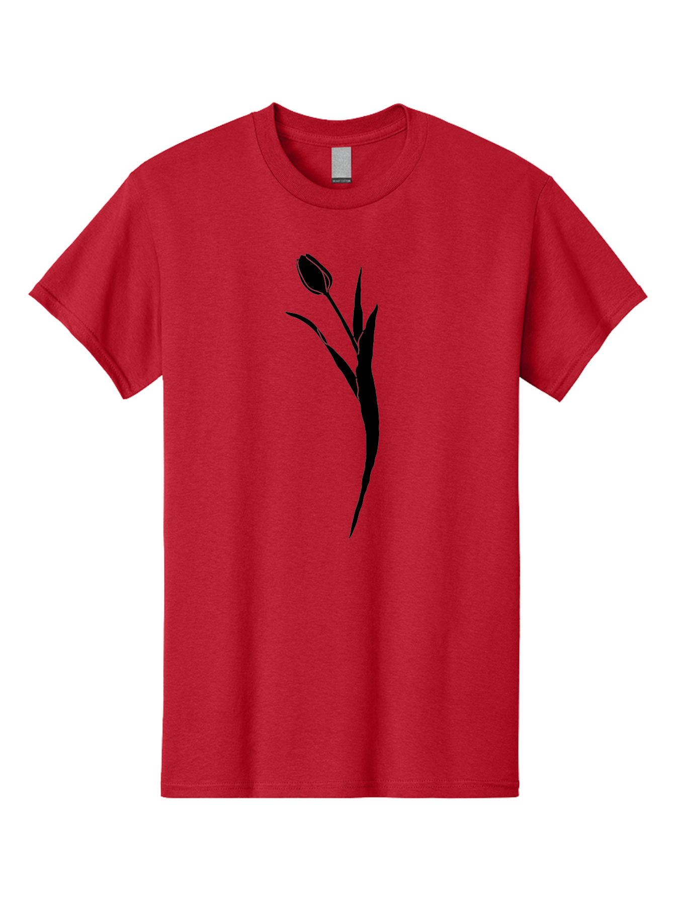 Tulip Men'S Graphic Tee, 100% Cotton, Comfortable Casual Summer Wear, Machine Washable, Tulip Silhouette, Black Flower, Minimalist Design, Simple Graphics, Floral Motif, Elegant Shape, Closed Bloom, Botanical Illustration Aac246