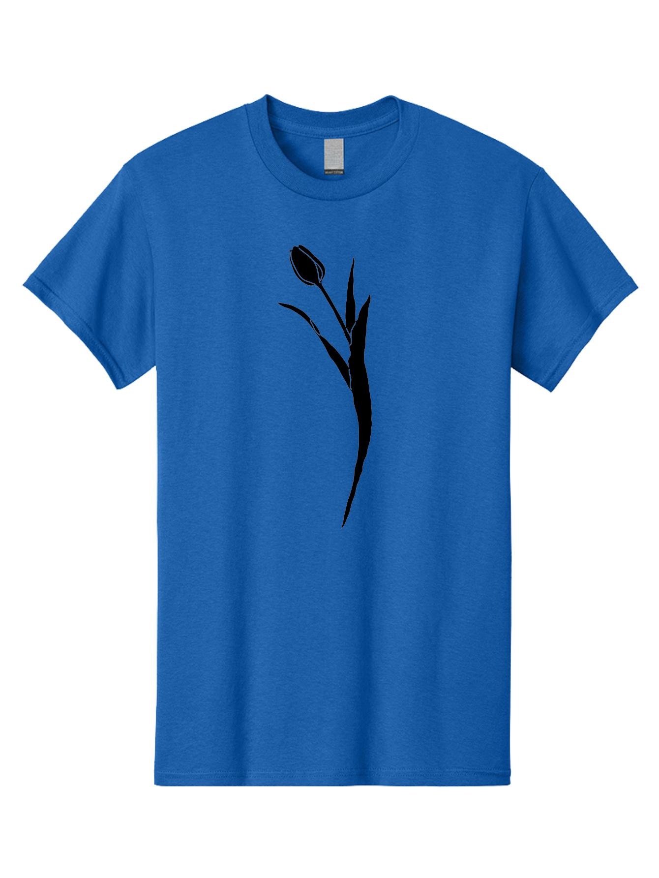 Tulip Men'S Graphic Tee, 100% Cotton, Comfortable Casual Summer Wear, Machine Washable, Tulip Silhouette, Black Flower, Minimalist Design, Simple Graphics, Floral Motif, Elegant Shape, Closed Bloom, Botanical Illustration Aac246